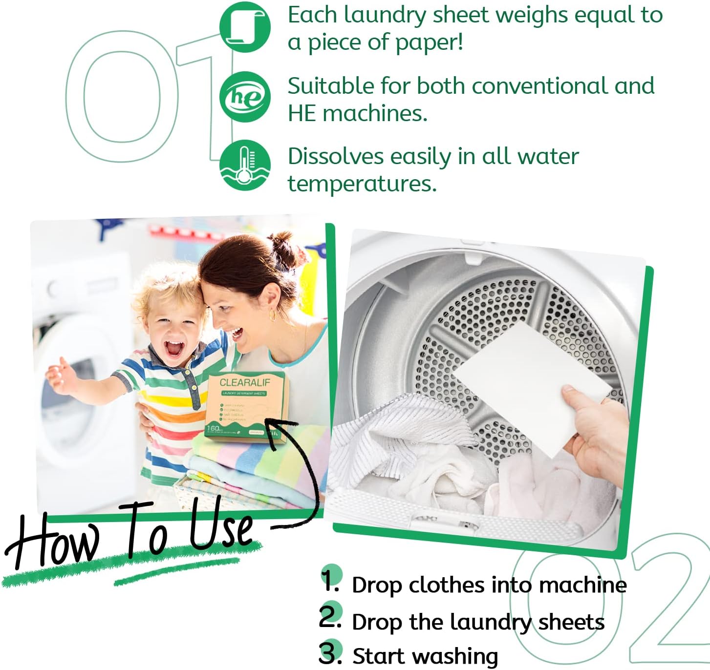 CLEARALIF Laundry Detergent Sheets Up to 160 Loads, Fresh Linen - Great For Travel,Apartments, Dorms,Laundry Detergent Strips Eco Friendly & Hypoallergenic