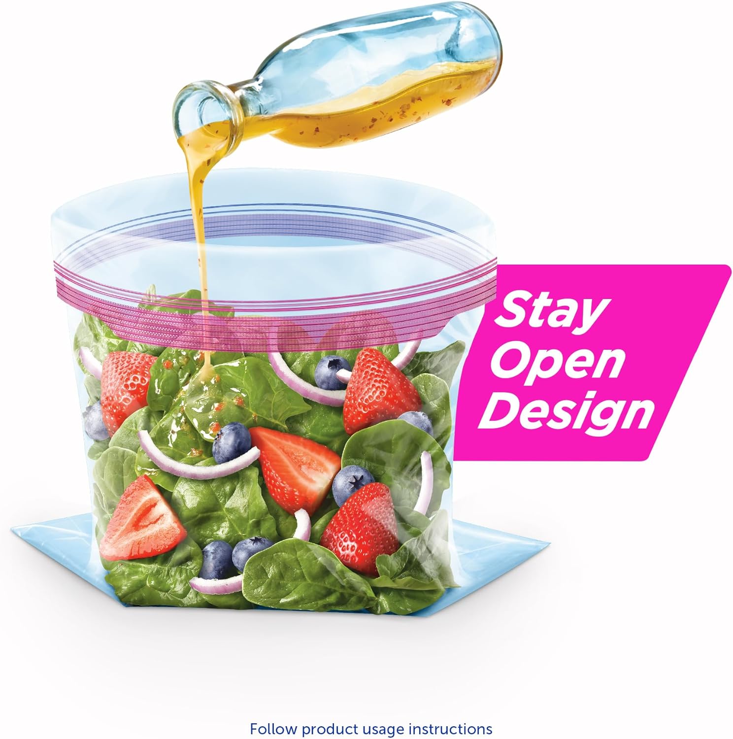 Ziploc Gallon Food Storage Bags, Stay Open Design with Stand-Up Bottom, Easy to Fill, 75 Count