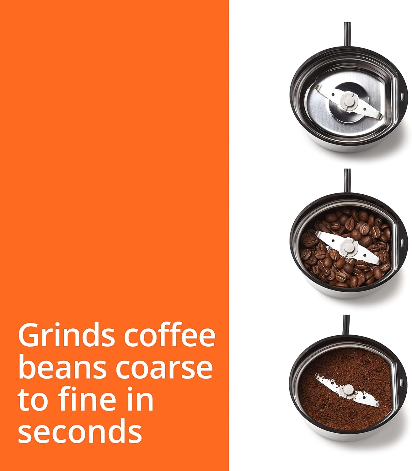 Krups One-Touch Coffee and Spice Grinder 3 Ounce Bean Hopper Easy to Use, One Touch Operation 200 Watts Coffee, Spices, Dry Herbs, Nuts, 12 Cup Black