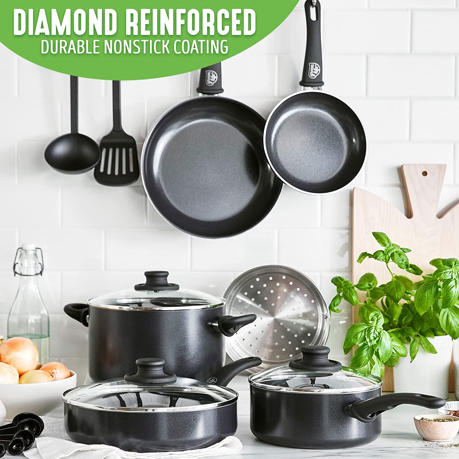 Ceramic non-stick 12-piece pan set