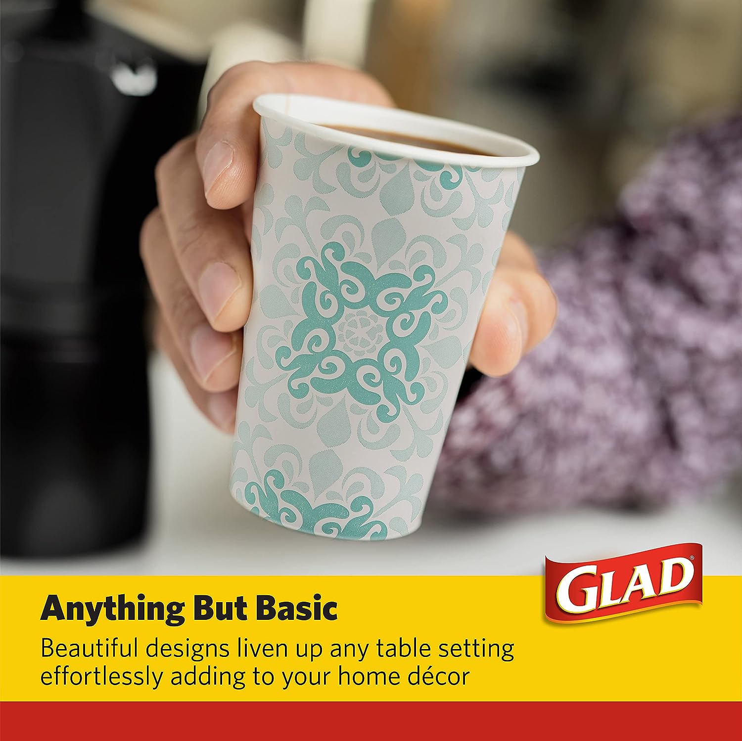 Glad Square Disposable Paper Plates for All Occasions | Soak Proof, Cut Proof, Microwaveable Heavy Duty Disposable Plates | 8.5