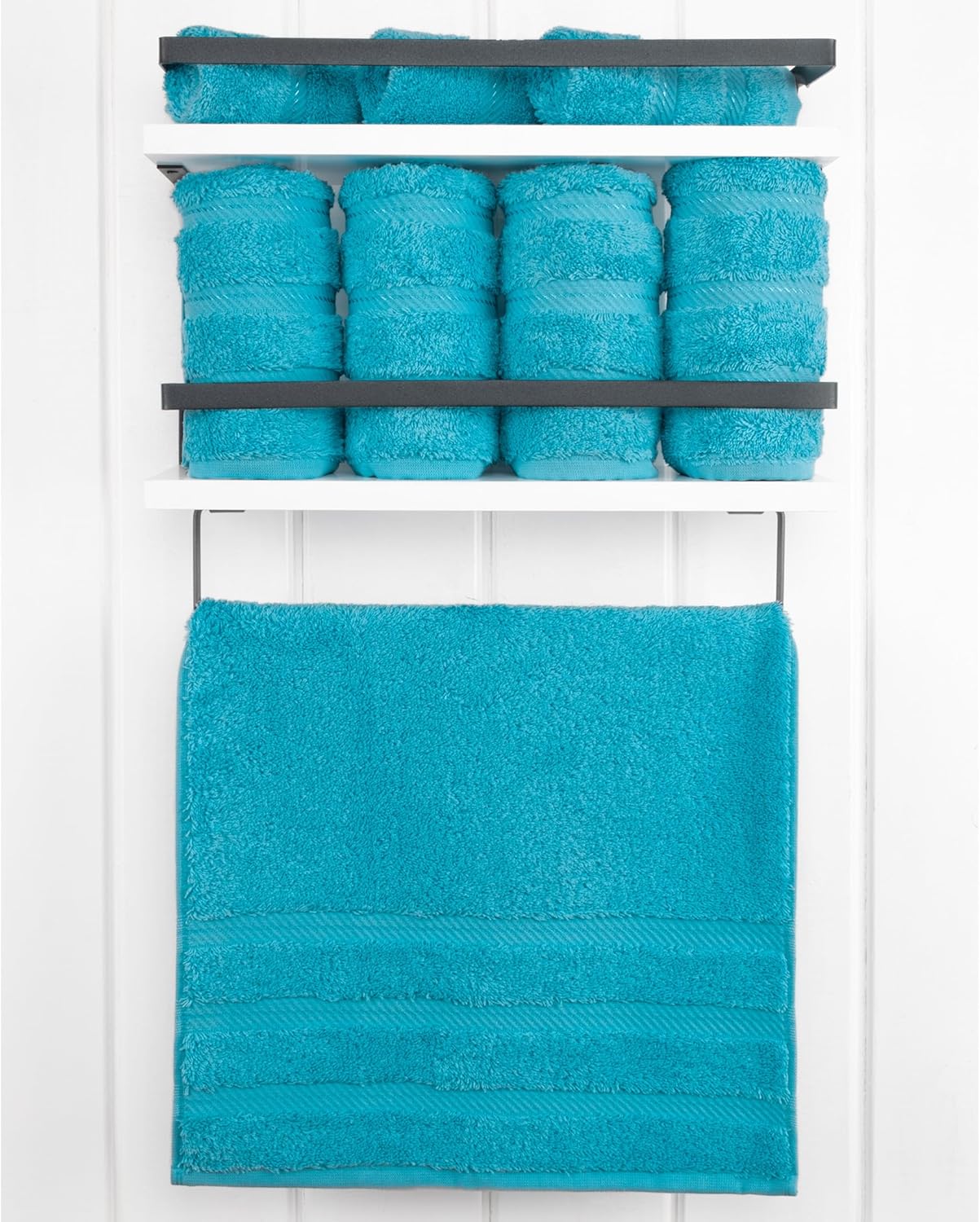 American Soft Linen Luxury 6 Piece Towel Set, 2 Bath Towels 2 Hand Towels 2 Washcloths, 100% Cotton Turkish Towels for Bathroom, Light Grey Towel Sets