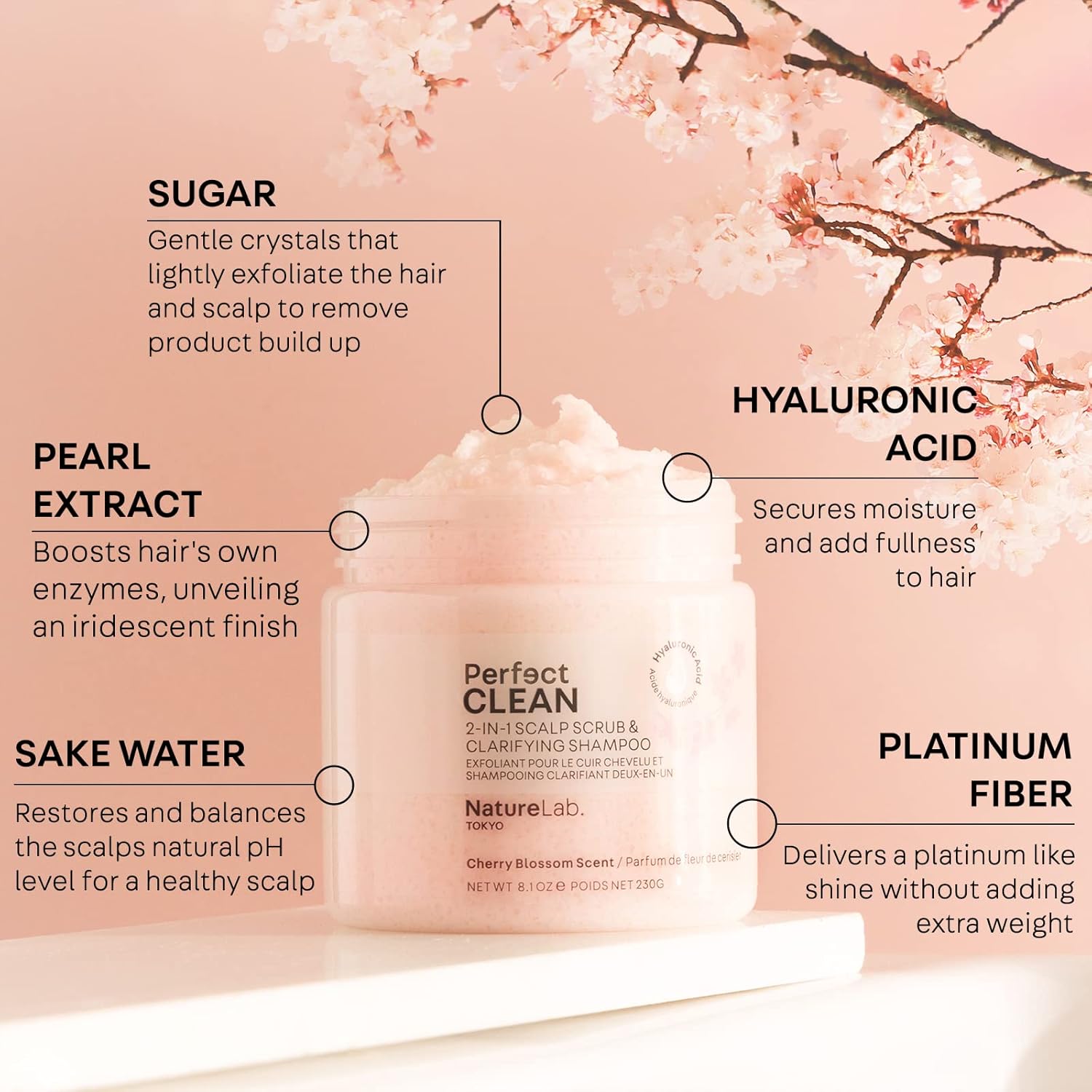 NATURELAB. TOKYO Perfect Shine Clarifying Scalp Scrub: 2-in-1 Shampoo and Scalp Scrub Hair Treatment to Clarify and Remove Product Buildup for Immense Shine I 8.1 OZ / 230G