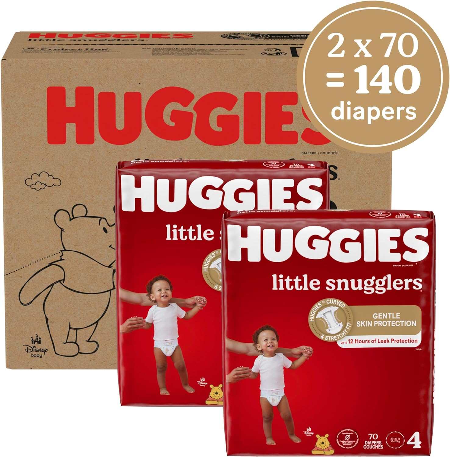 Huggies Size 1 Diapers, Little Snugglers Diapers, Size 1 (8-14 lbs), 198 Ct (6 packs of 33)