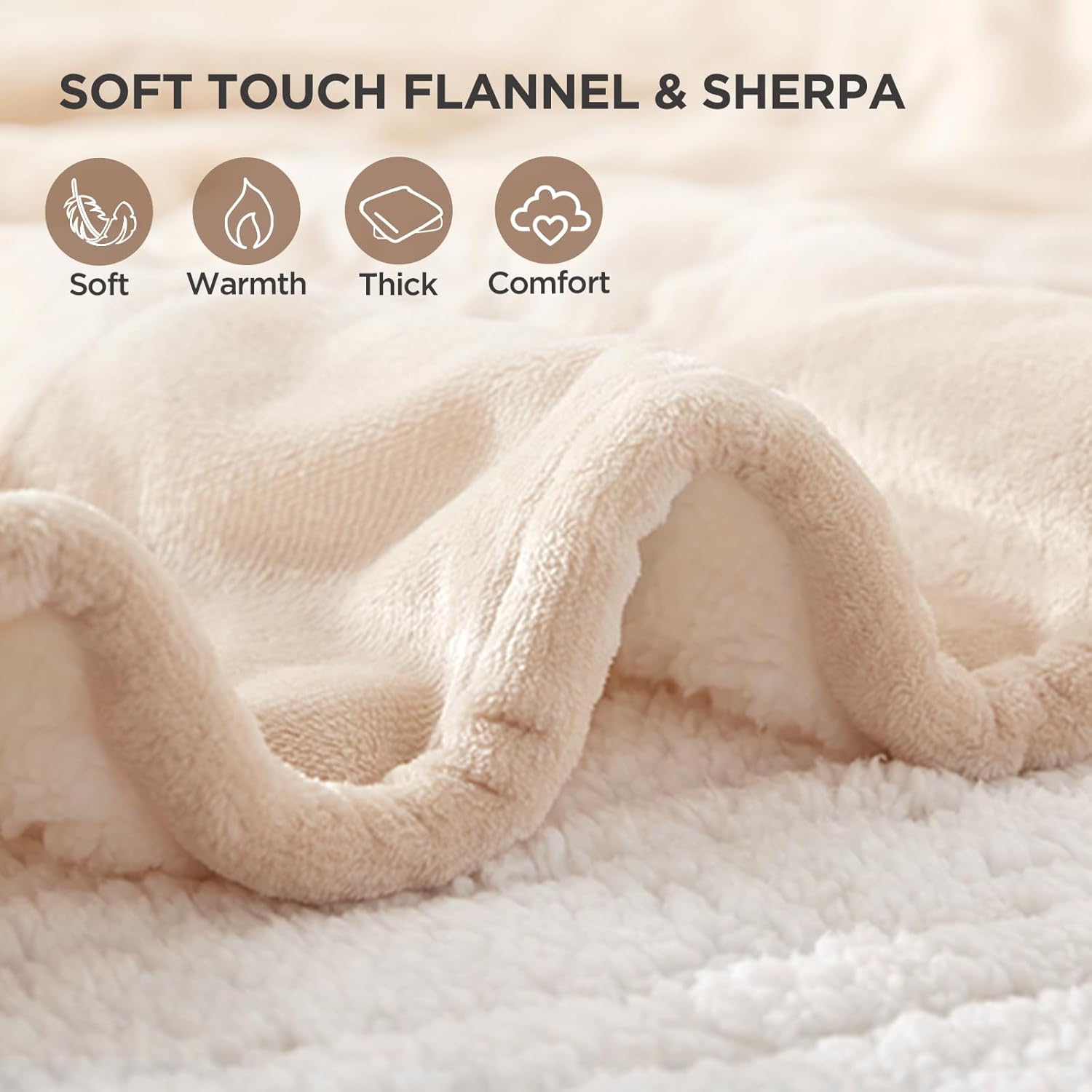 Westinghouse Heated Throw Blanket, Soft Flannel to Sherpa Electric Throw with 6 Heating Levels, 2-10 Hours Time Settings, Fast Heating, Machine Washable 50x60 Inch, Charcoal