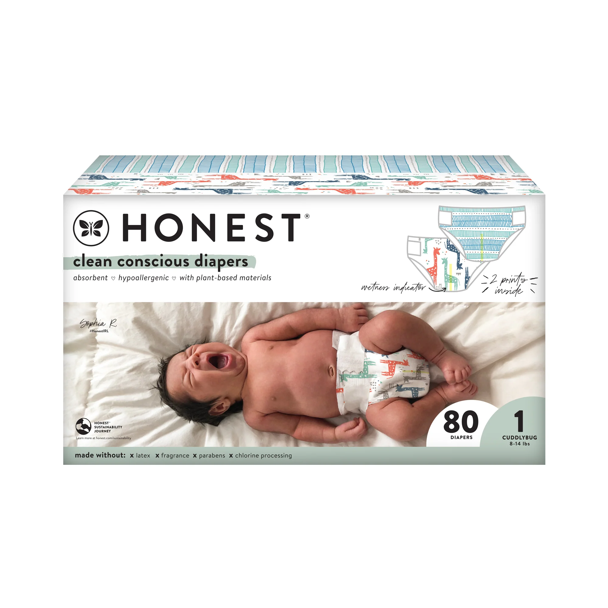 The Honest Company Club Box Size 1 80Ct Giraffes Dots & Dashes