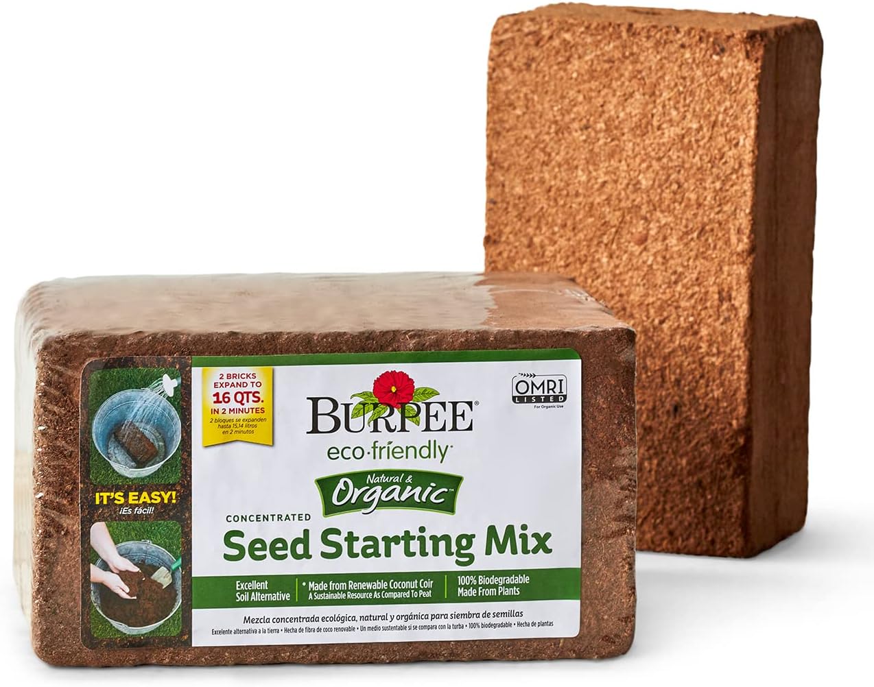 Natural & Organic Garden Coir, 8 quart, (1 Pack)