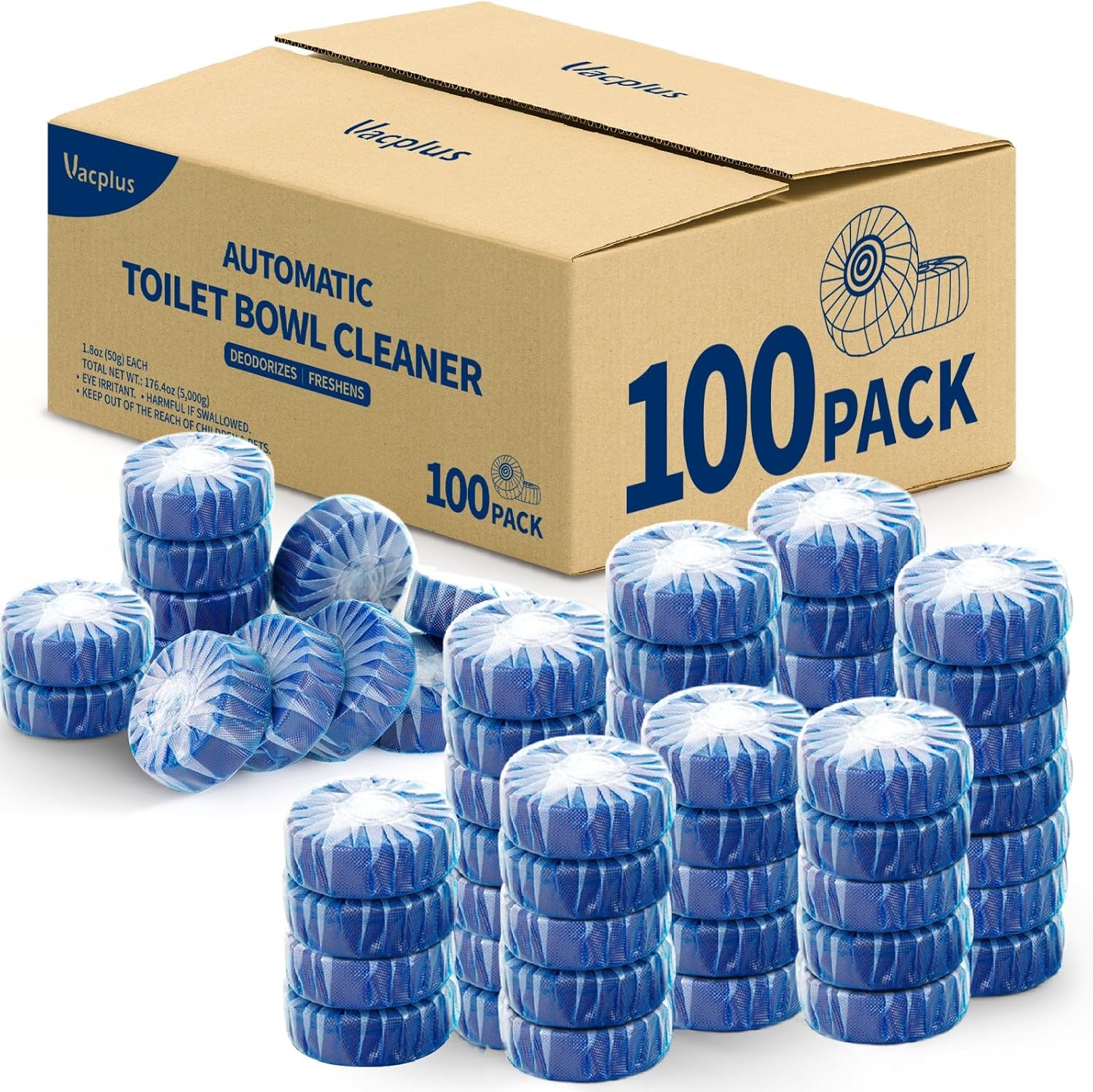 Vacplus Automatic Toilet Bowl Cleaner Tablets, Bathroom Toilet Tank Cleaner (12 PACK), VA-T165