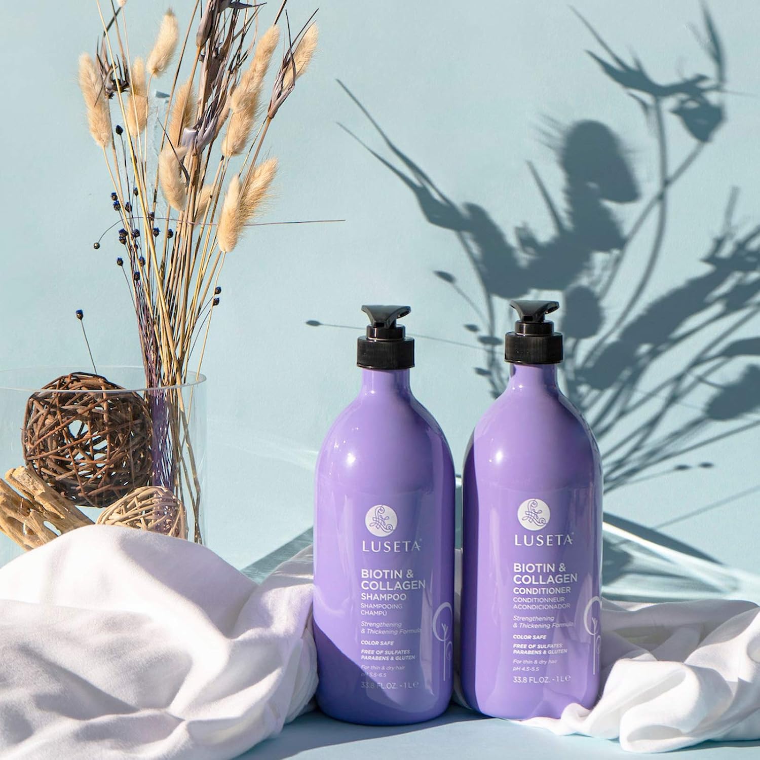 Luseta Biotin Shampoo and Conditioner for HairGrowth - Thickening Shampoo for Thinning Hair andHair Loss - Infused with Argan Oil to Repair DamagedDry Hair - Sulfate Free Paraben Free-2 x 16.9 fl oz