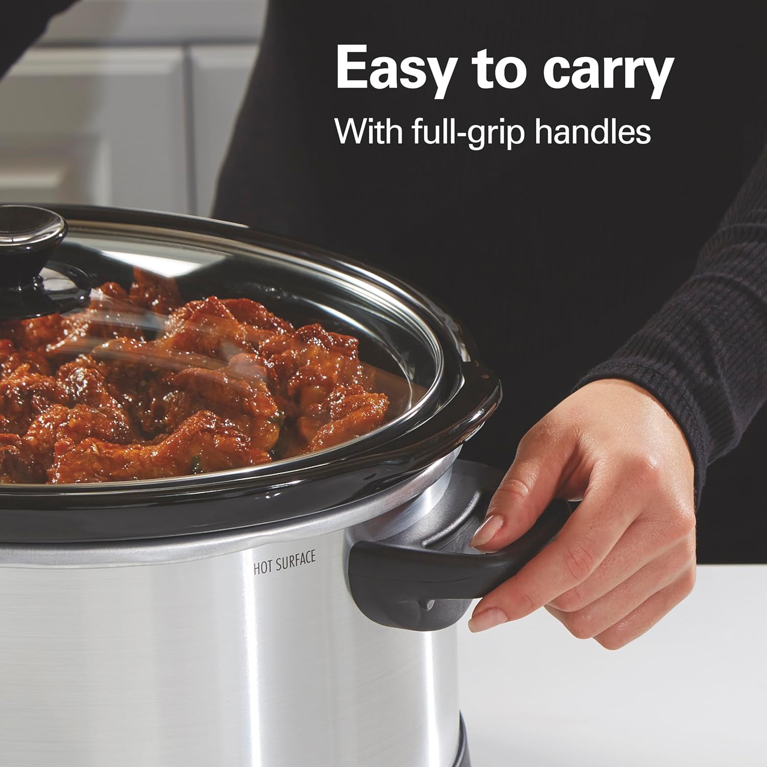 Hamilton Beach Programmable Slow Cooker with Flexible Easy Programming, 5 Cooking Times, Dishwasher-Safe Crock, Lid, 4 Quart, Silver