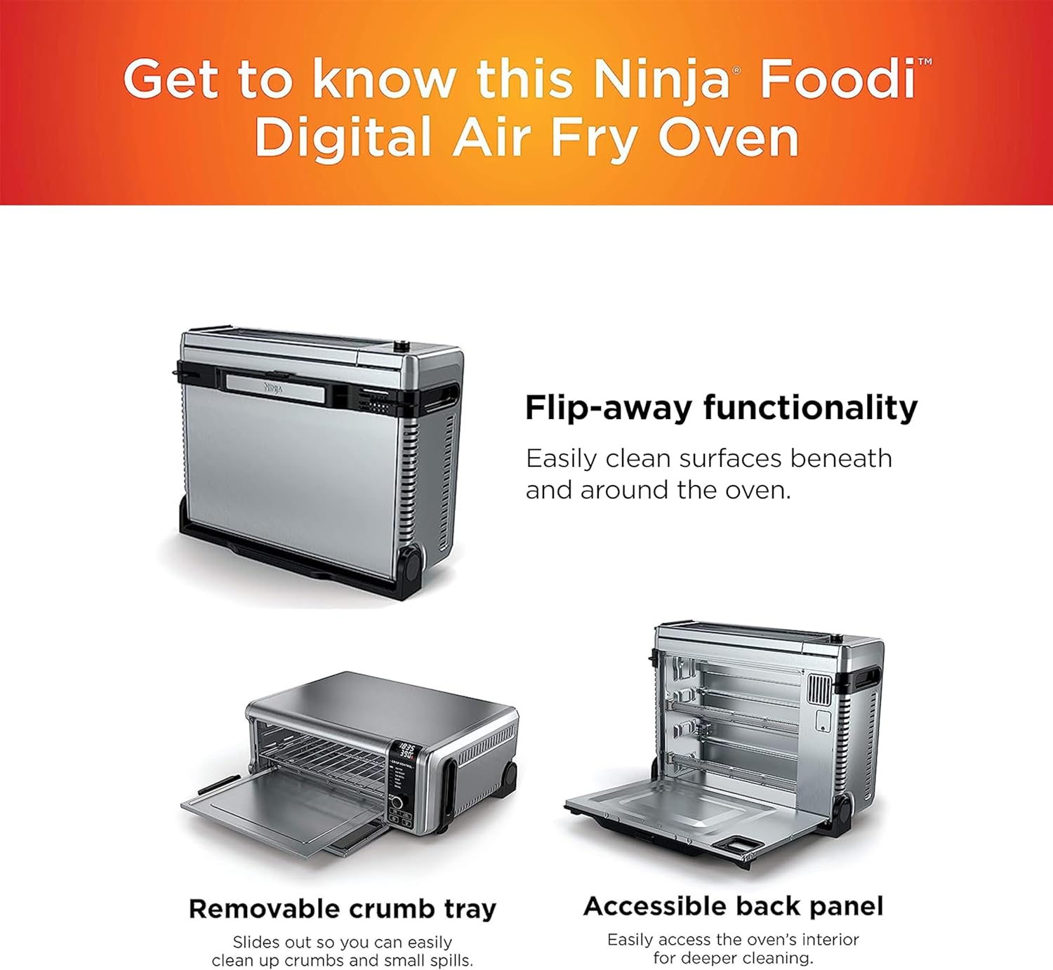 Ninja Flip Toaster Oven&Air Fryer, 8-in-1 Functionality, Flip Up&Away Capability for Storage Space, LargeCapacity, Air Fry Basket, SheetPan, Wire Rack&Removable Crumb Tray, Stainless,1800 watts, SP151