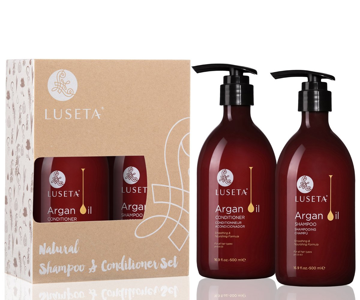 Luseta Biotin Shampoo and Conditioner for HairGrowth - Thickening Shampoo for Thinning Hair andHair Loss - Infused with Argan Oil to Repair DamagedDry Hair - Sulfate Free Paraben Free-2 x 16.9 fl oz