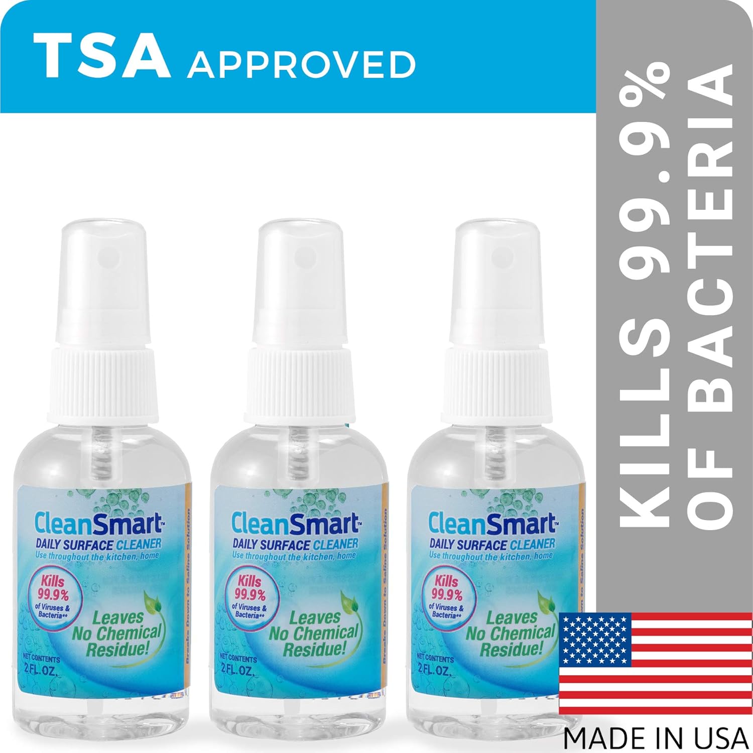 CleanSmart Daily Surface Cleaner and Pet-safe Disinfectant, Kills 99.9% of Viruses & Bacteria, 23 ounce Spray (pack of 2)