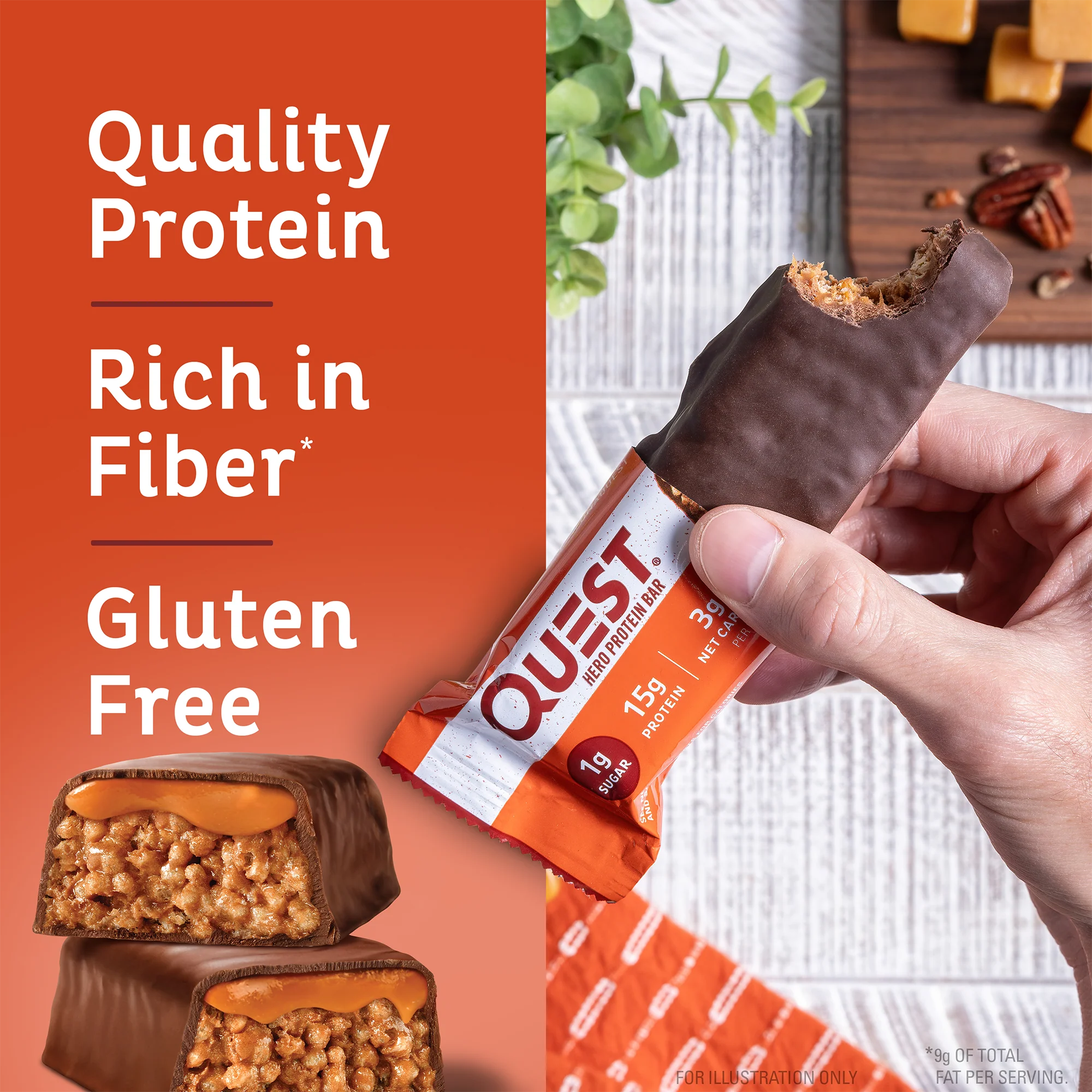 Chocolate Caramel Pecan Crispy Hero Protein Bars