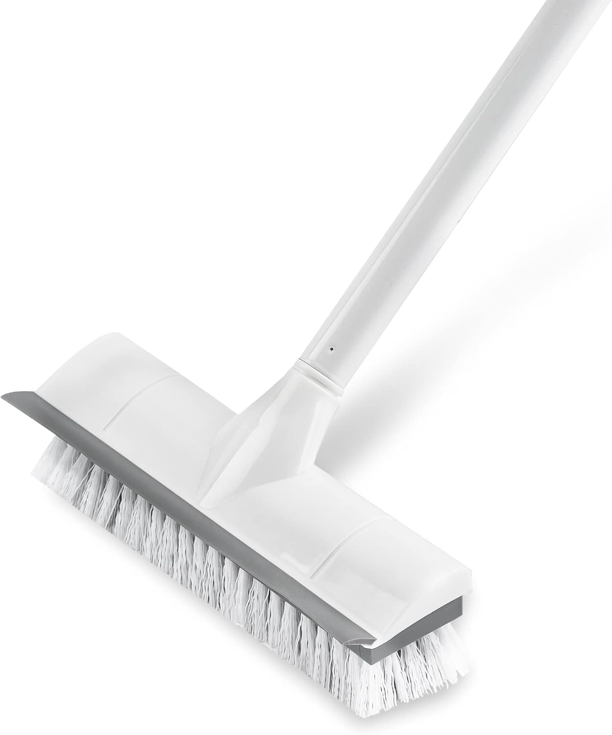 BOOMJOY Floor Scrub Brush with Long Handle, 2 in 1 Scrape and Brush, Stiff Bristles Floor Scrubber, Deck Brush for Cleaning Bathroom, Patio, Garage, Kitchen, Bath, Tile
