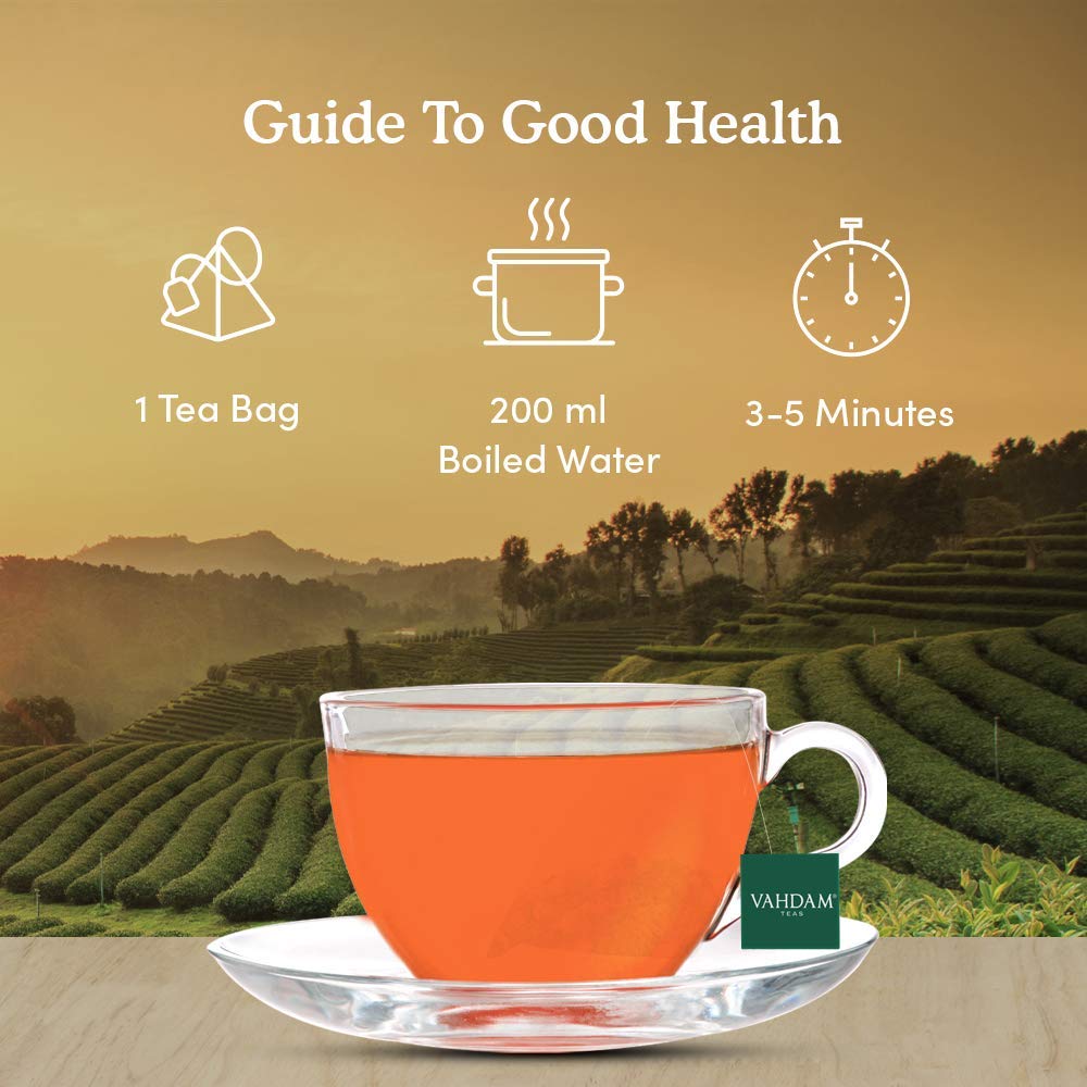 VAHDAM, Organic Turmeric Ginger Herbal Tea Bags (100 Pyramid Tea Bags) Caffeine Free, Non GMO, Gluten Free | 100% Pure Herbal Blend - Savory & Spicy | Plant-Based Tea Bags | Resealable Ziplock Pouch