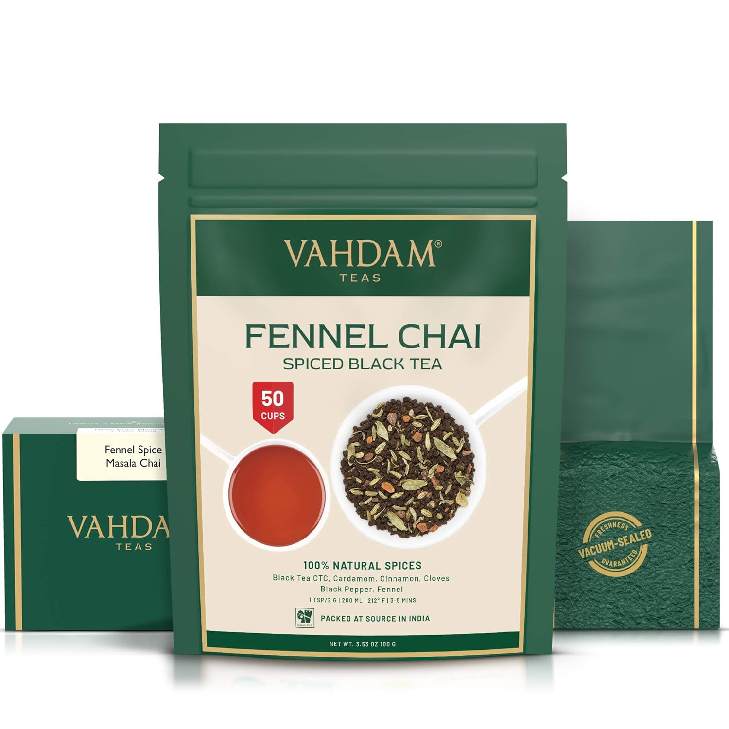 VAHDAM, Organic Turmeric Ginger Herbal Tea Bags (100 Pyramid Tea Bags) Caffeine Free, Non GMO, Gluten Free | 100% Pure Herbal Blend - Savory & Spicy | Plant-Based Tea Bags | Resealable Ziplock Pouch