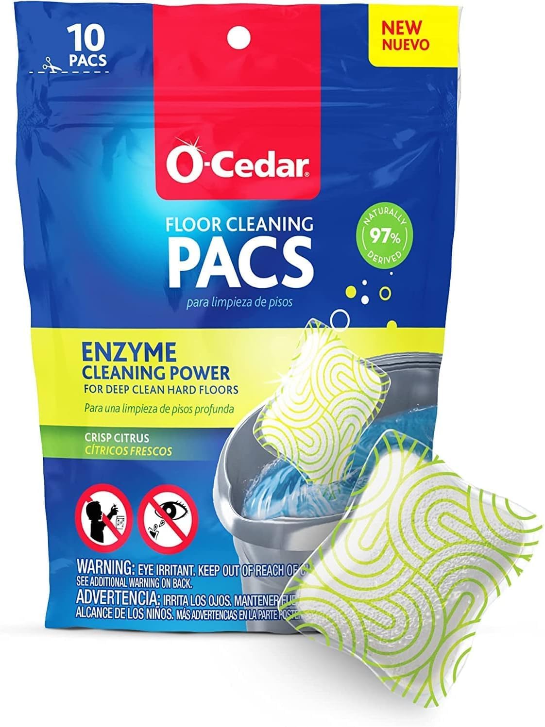 O-Cedar EasyWring Spin Mop & Bucket System +2 Power Refills with Citrus Cleaning PACS (Variety Pack)