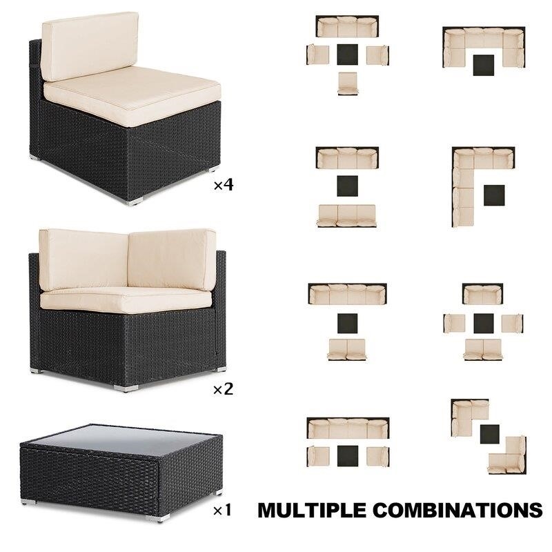 Jovahny Wicker/Rattan 6 - Person Seating Group with Cushions