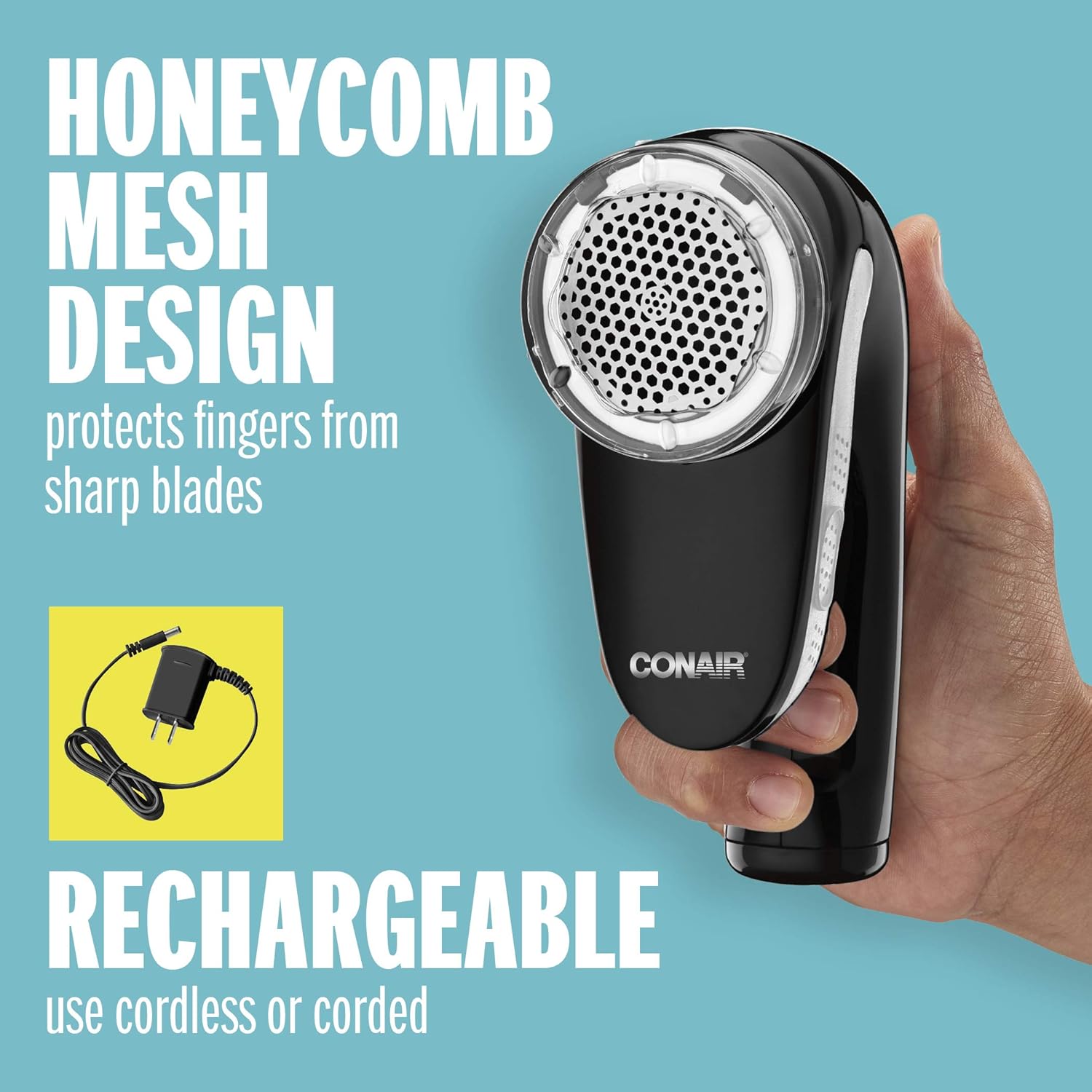 Conair Fabric Shaver and Lint Remover, Battery Operated Portable Fabric Shaver, White