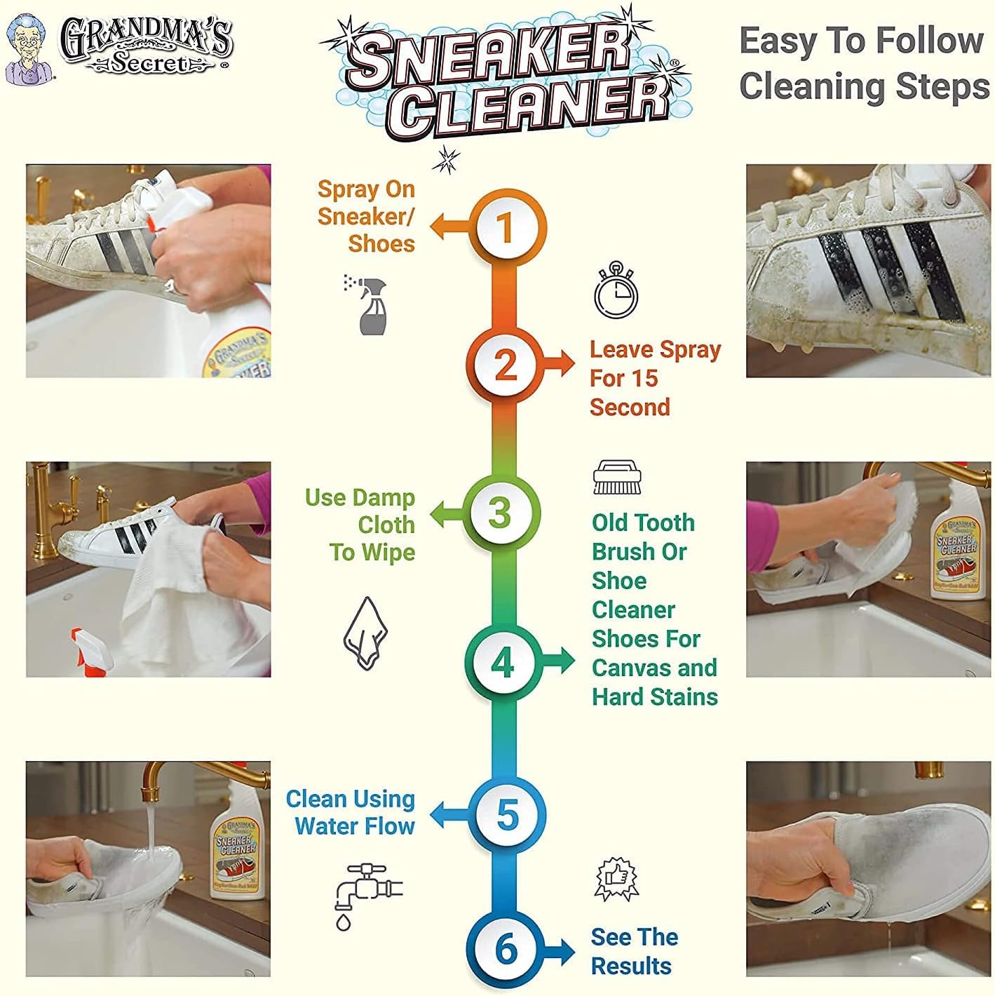 Grandma's Secret Spot Remover Laundry Spray - Chlorine, Bleach and Toxin-Free for Clothes - Fabric Stain Remover Removes Oil, Paint, Blood and Pet Stains - 16 oz & 2 oz Combo, DuoPack