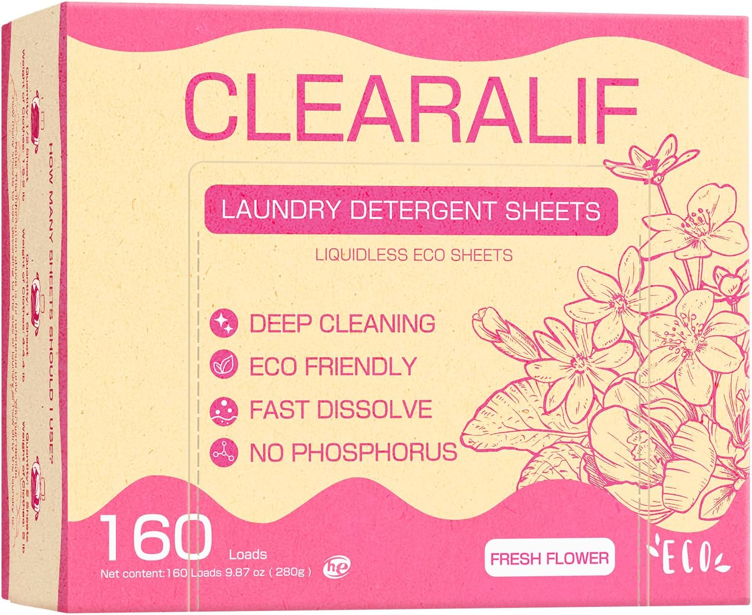 CLEARALIF Laundry Detergent Sheets Up to 160 Loads, Fresh Linen - Great For Travel,Apartments, Dorms,Laundry Detergent Strips Eco Friendly & Hypoallergenic