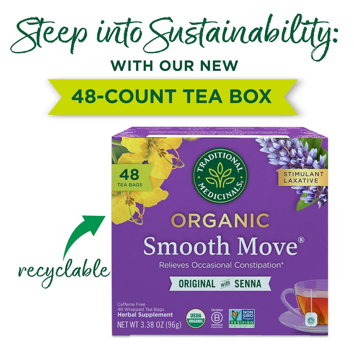 Traditional Medicinals Smooth Move, Helps Relieve Constipation Overnight, 16 Teabags
