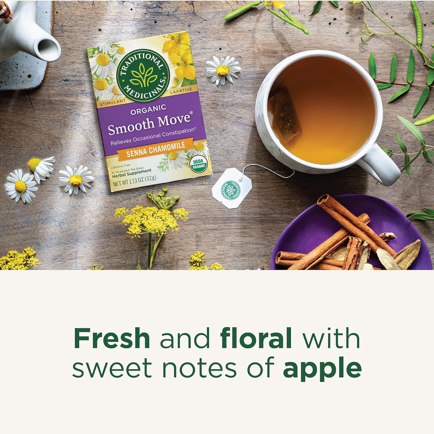 Traditional Medicinals Smooth Move, Helps Relieve Constipation Overnight, 16 Teabags