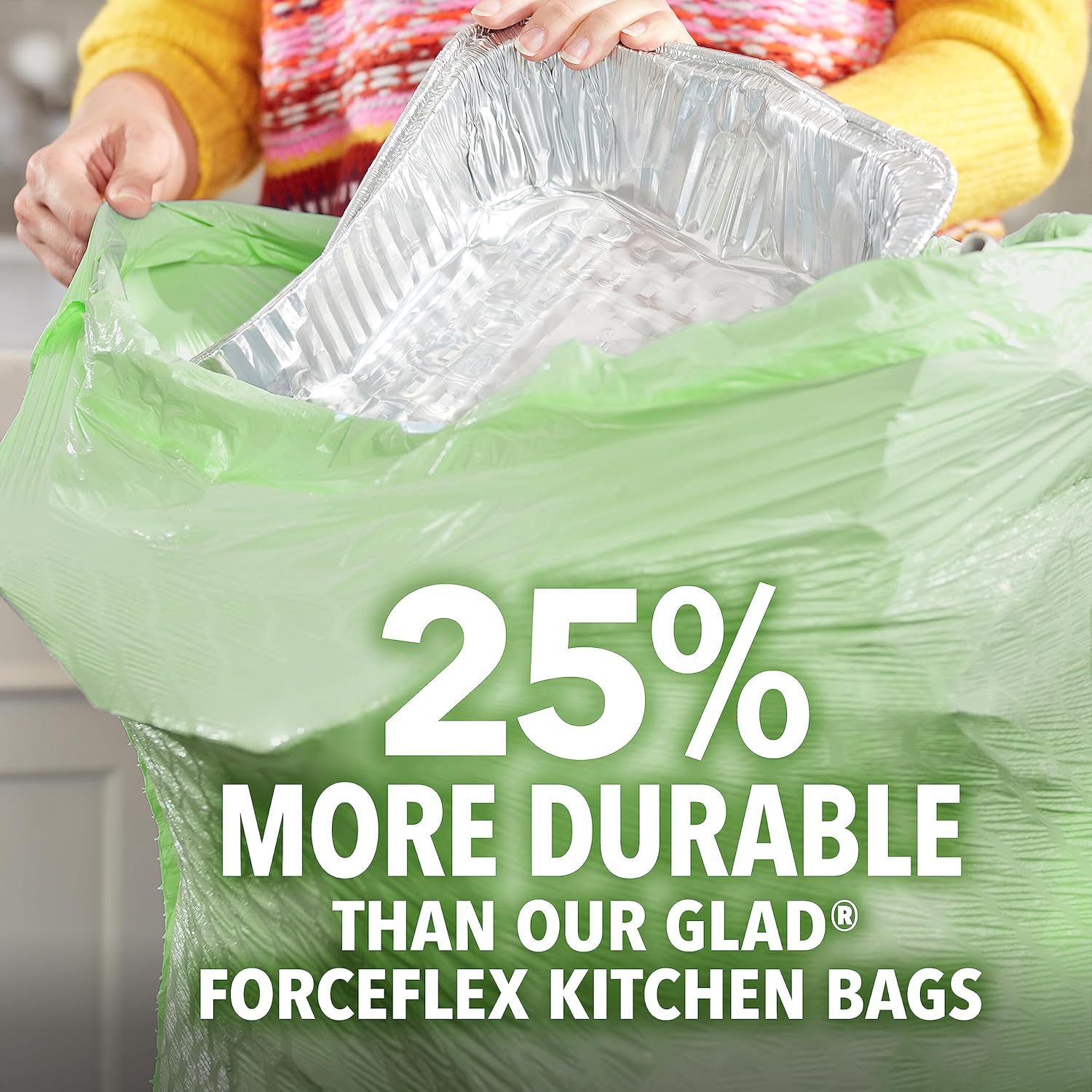 Glad ForceFlex MaxStrength with Clorox Trash Bags, 13 Gal, Lemon Fresh Bleach, 90 Ct, Pack May Vary