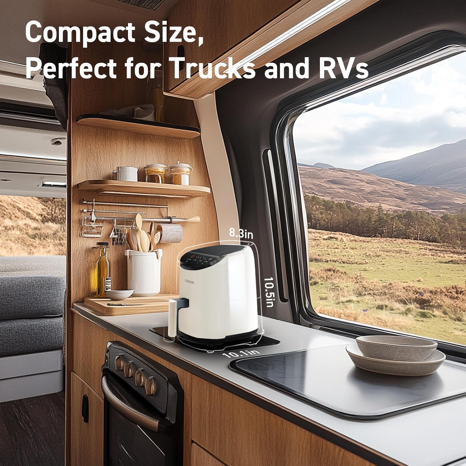 COSORI 2.1Qt Air Fryer, Small 4-in-1 Air Fryer Perfect for Simple Meals and Snack, Easy to Leftover Food to Crispy, 97% Less Oil, 30 In-App Recipes, Nonstick & Dishwasher Safe Basket