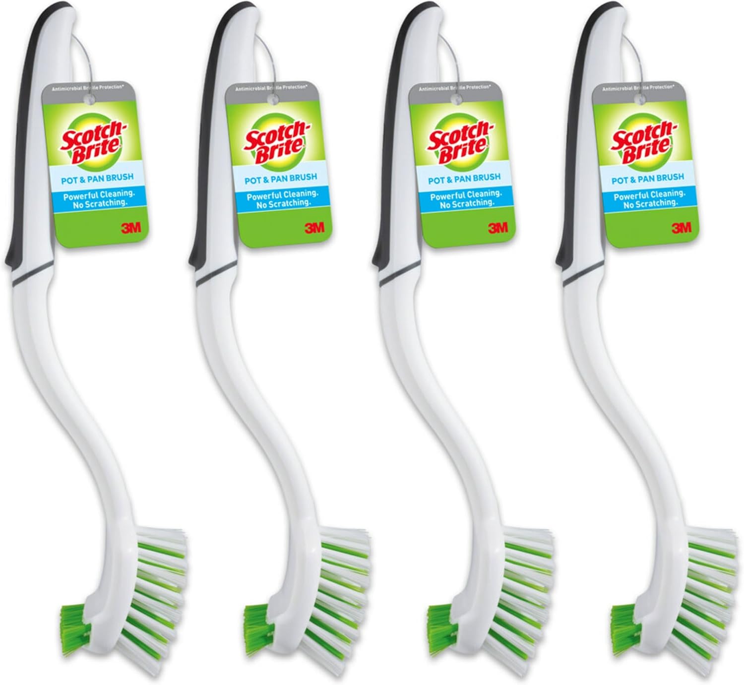 Scotch-Brite Pot and Pan Brush, Dish Brush for Cleaning Kitchen and Household, Dish Brushes Safe for Cookware and More, 4 Dish Brushes