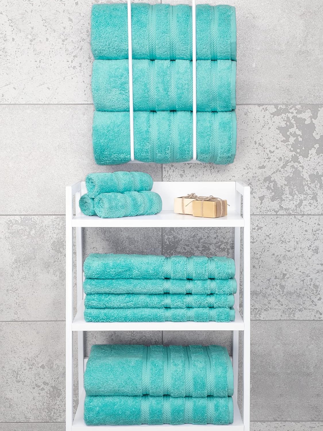 American Soft Linen Luxury 6 Piece Towel Set, 2 Bath Towels 2 Hand Towels 2 Washcloths, 100% Cotton Turkish Towels for Bathroom, Light Grey Towel Sets