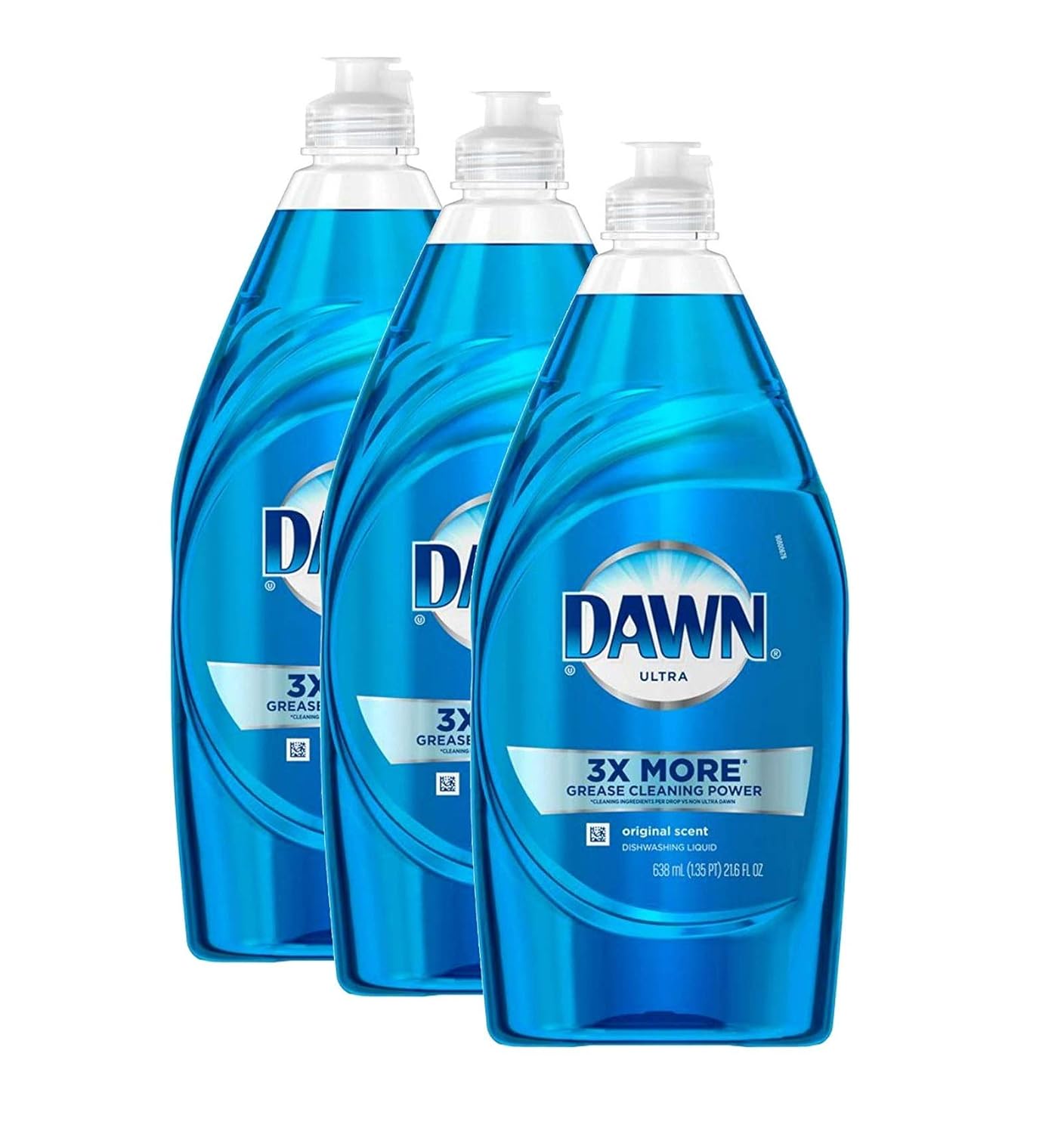 Dawn Dish Soap Squeeze Bottle, EZ-Squeeze Platinum Dish Soap Liquid+Non-Scratch Sponges for Dishes,Refreshing Rain,Includes 3x18oz Bottles+2 Sponges
