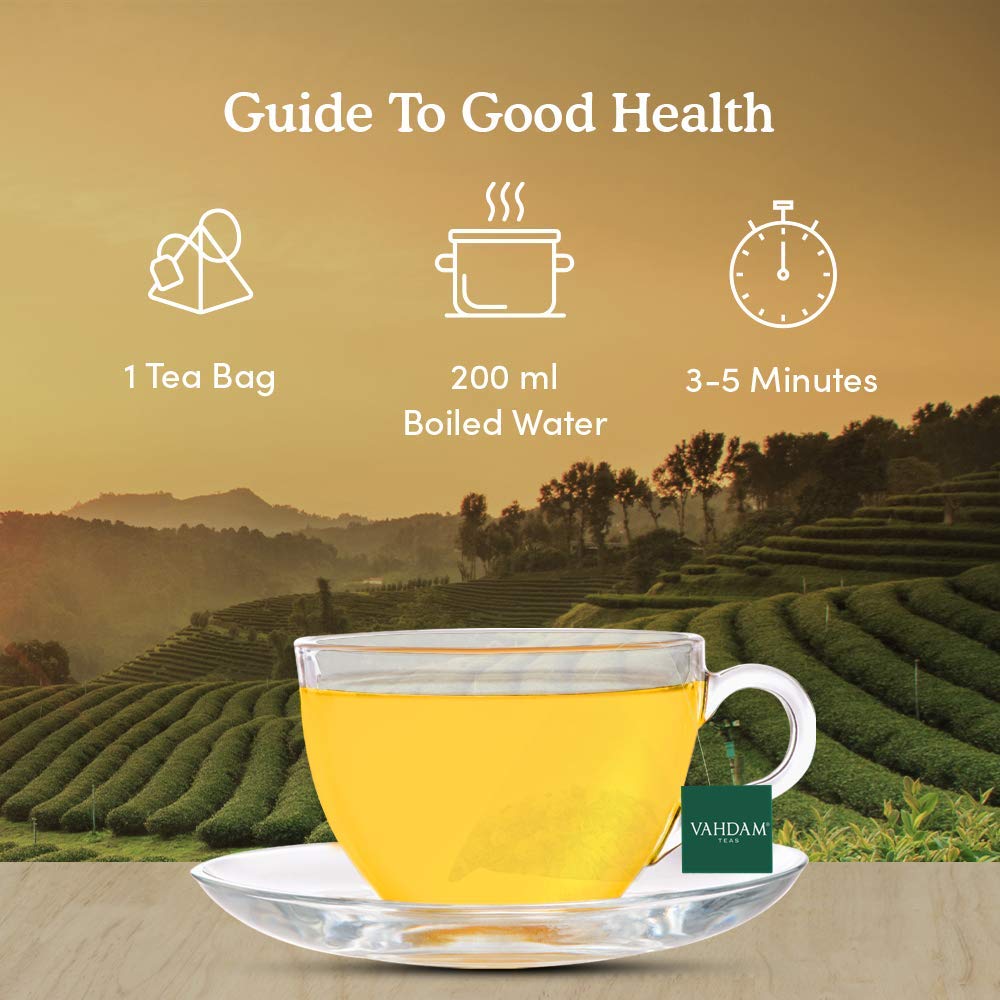 VAHDAM, Organic Turmeric Ginger Herbal Tea Bags (100 Pyramid Tea Bags) Caffeine Free, Non GMO, Gluten Free | 100% Pure Herbal Blend - Savory & Spicy | Plant-Based Tea Bags | Resealable Ziplock Pouch