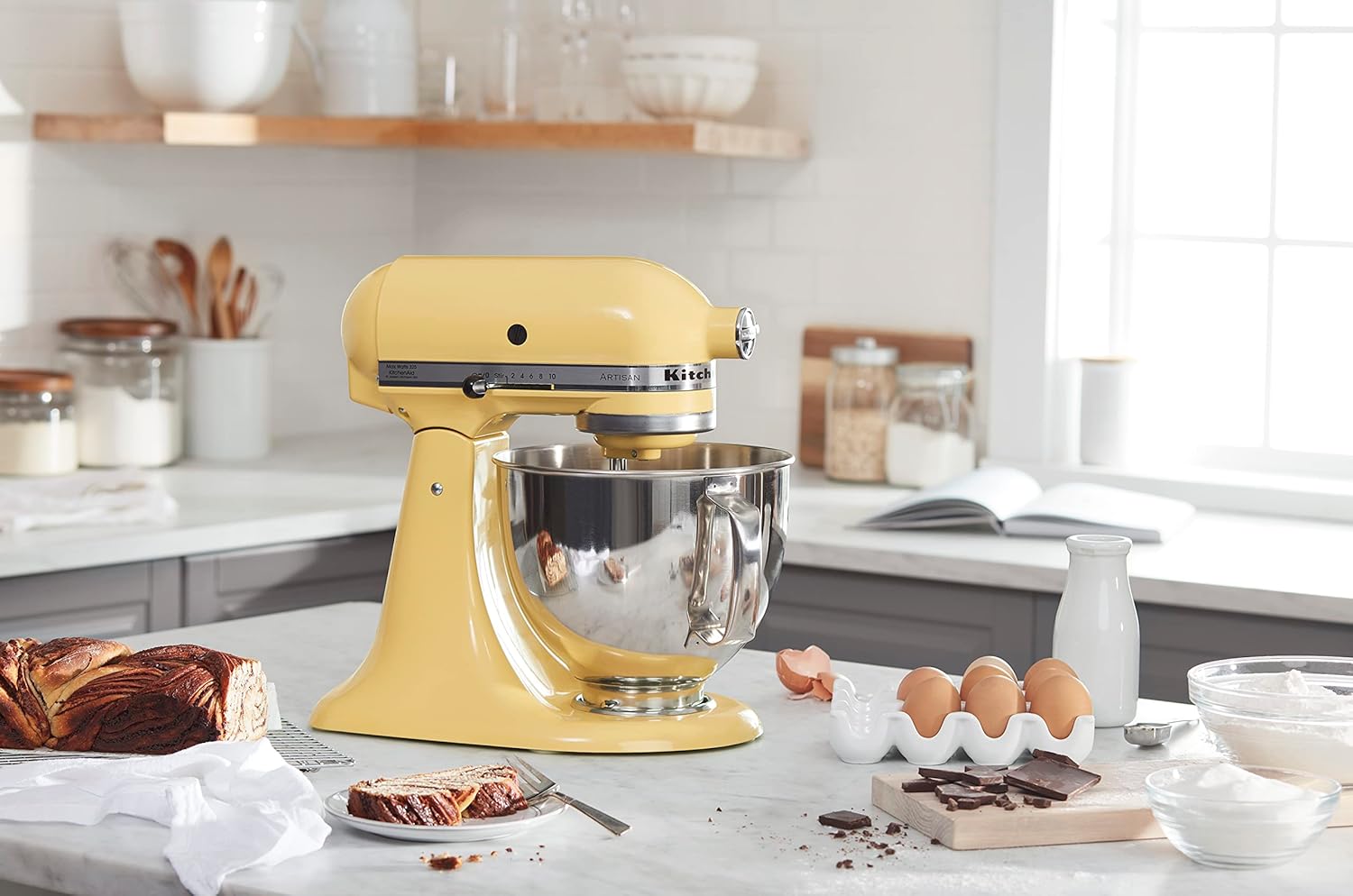 KitchenAid Artisan Series 5 Quart Tilt Head Stand Mixer with Pouring Shield KSM150PS, Removable bowl, Aqua Sky