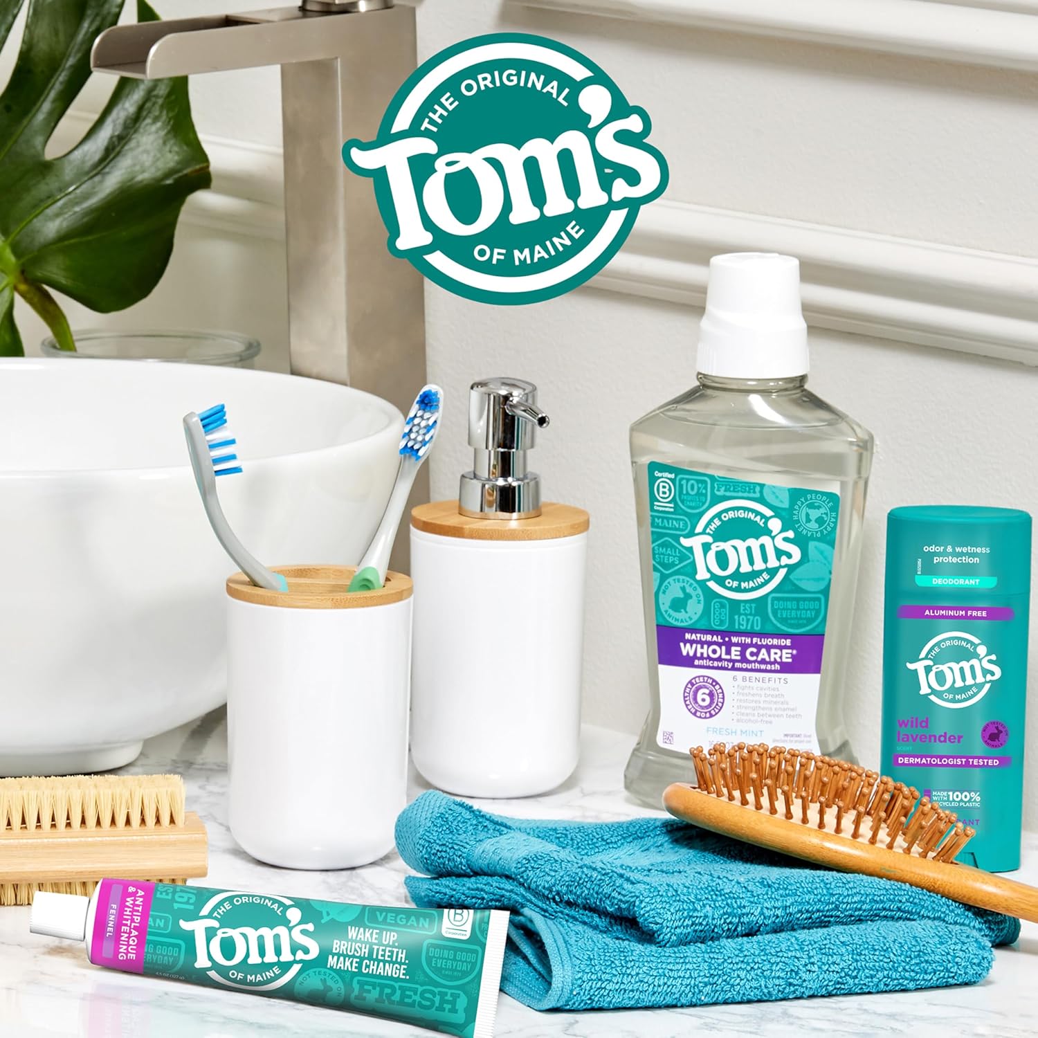 Tom's of Maine Fluoride-Free Antiplaque & Whitening Natural Toothpaste, Peppermint, 5.5 oz. (Pack of 2)