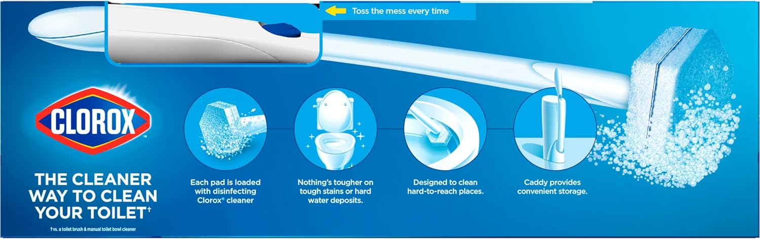 Clorox ToiletWand Toilet Cleaning Kit, ToiletWand, Caddy and 6 Refills, Pack of 6 (Pack May Vary)