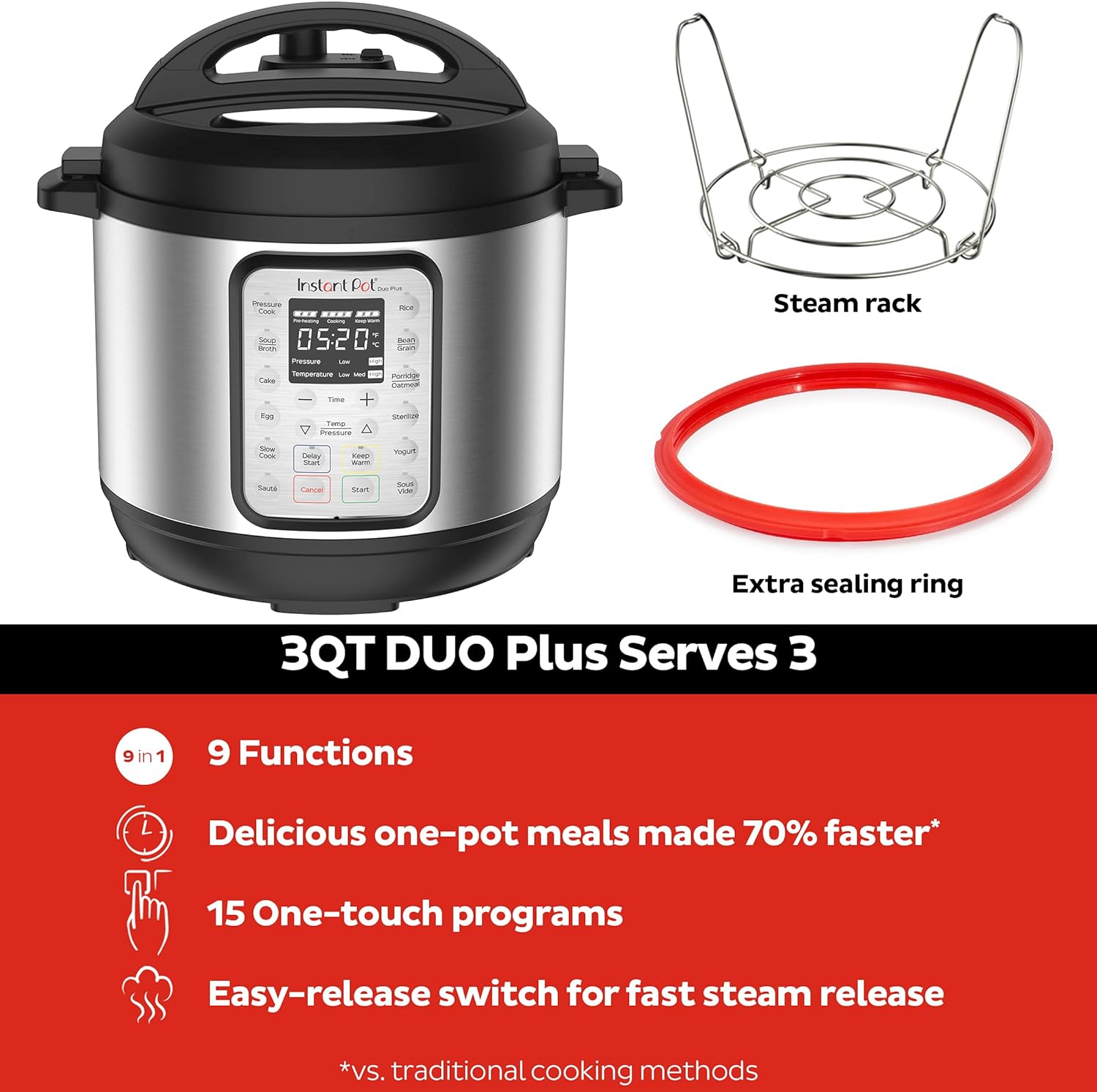 Instant Pot Duo Plus 9-in-1 Electric Pressure Cooker,