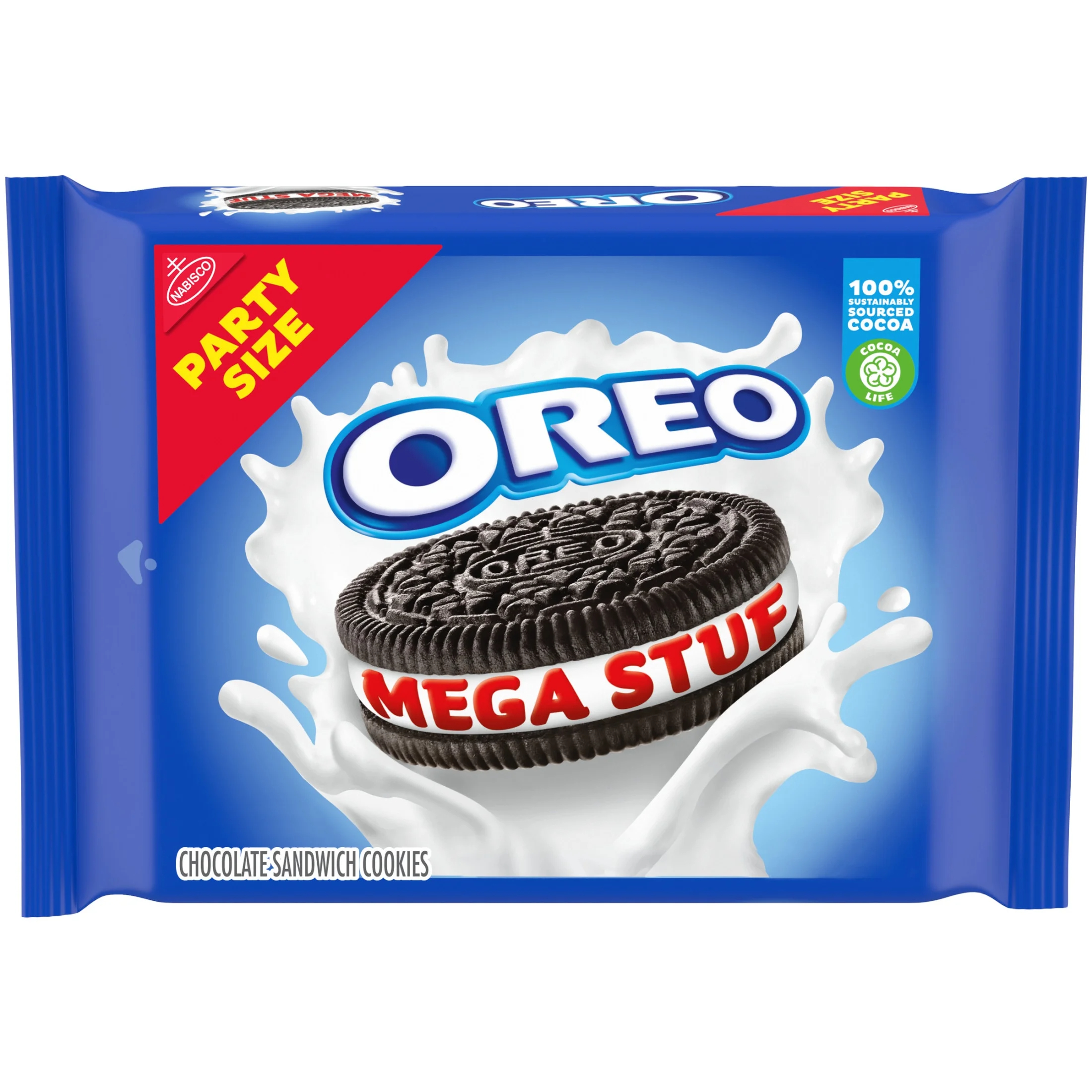 (3 pack) OREO Mega Stuf Chocolate Sandwich Cookies, Party Size, 1 lb 9.35 oz
