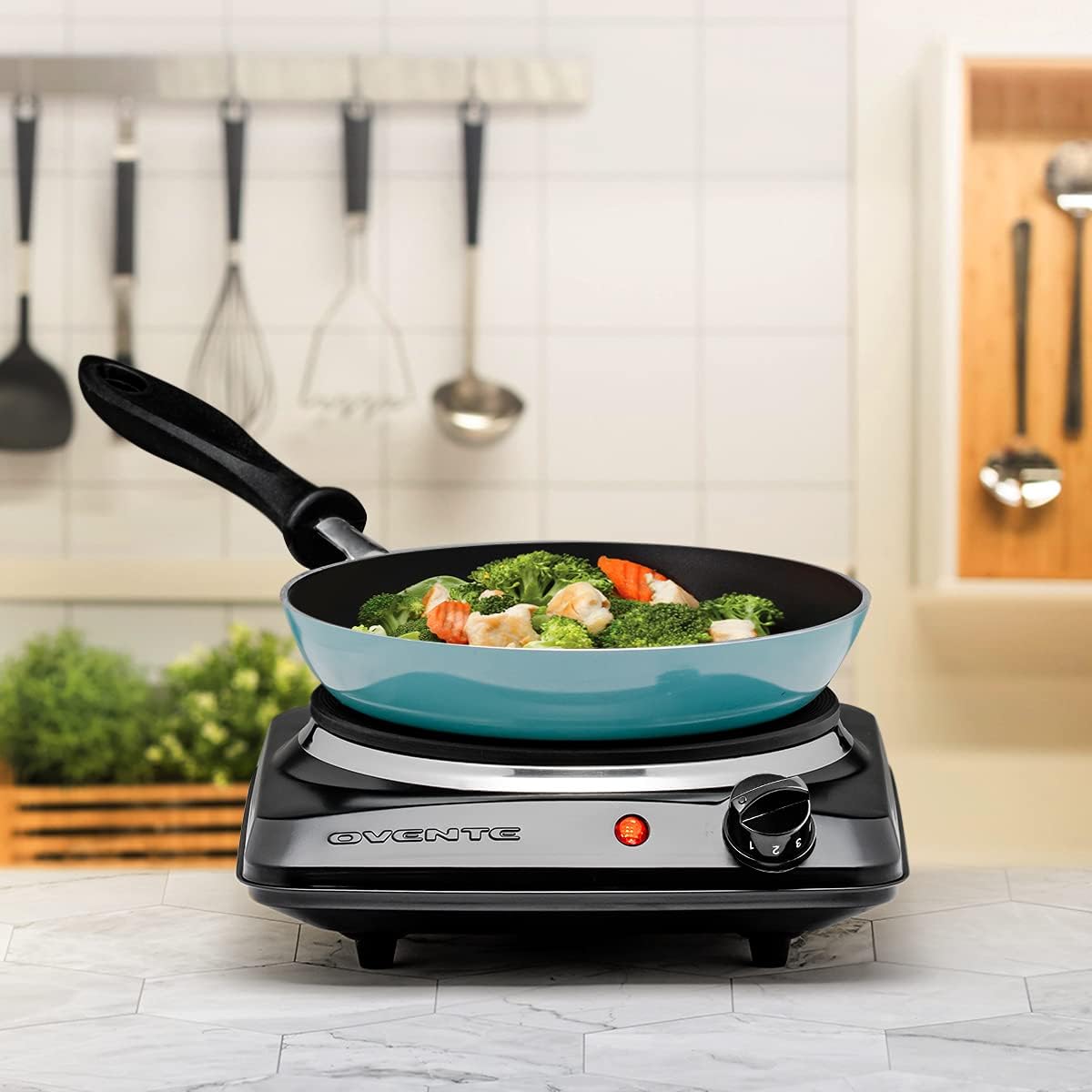 OVENTE Electric Countertop Double Burner, 1700W Cooktop with 7.25