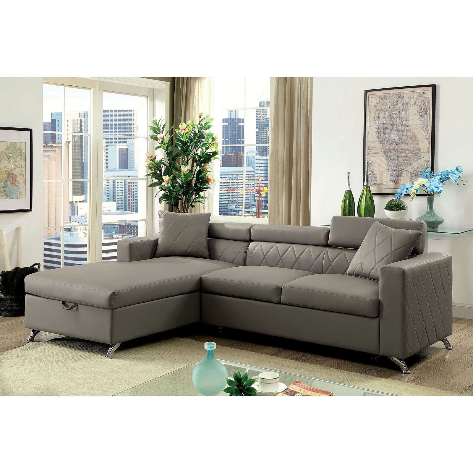 DAYNA Gray Sectional, Gray
