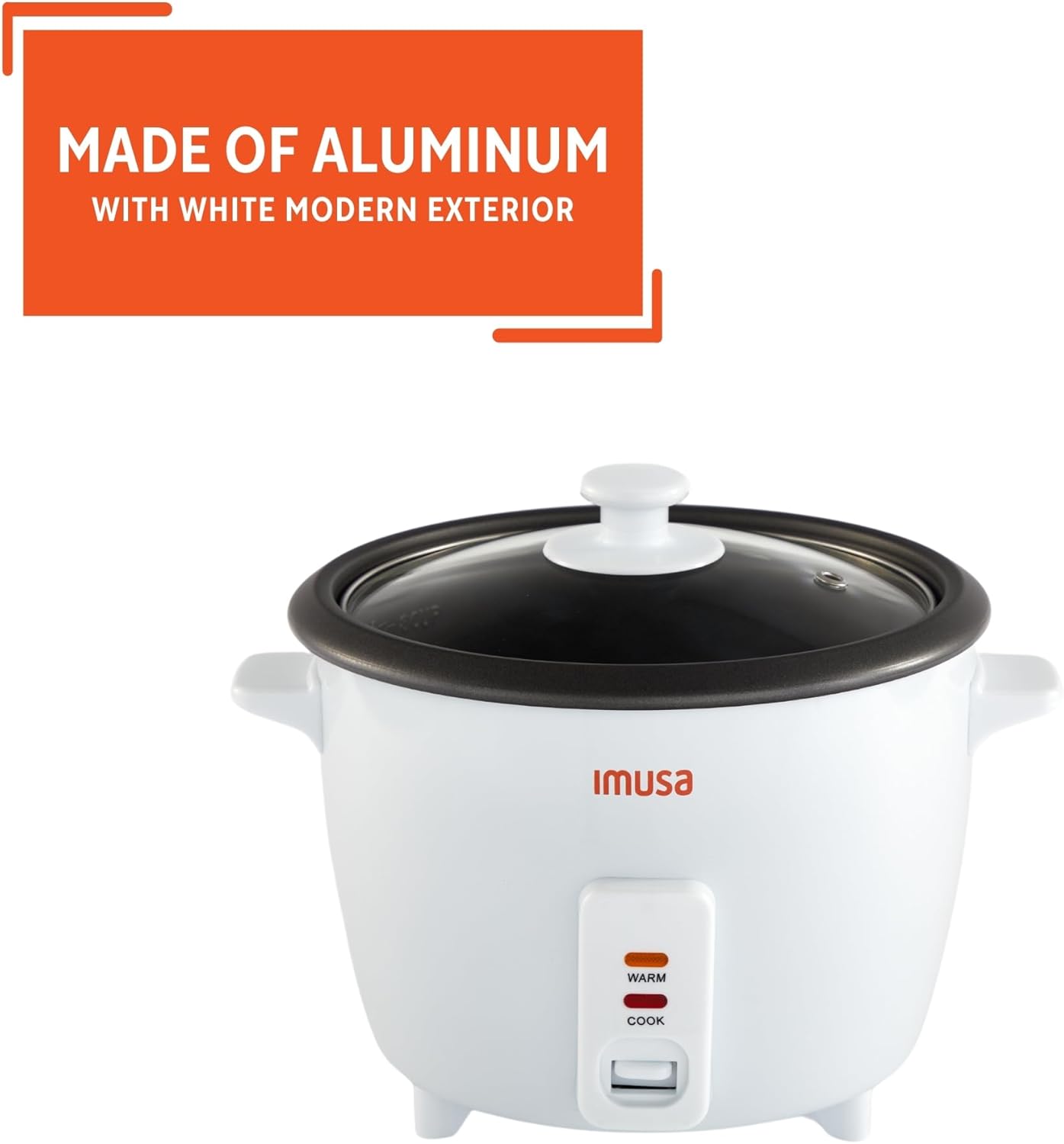 IMUSA USA GAU-00011 Electric Nonstick Rice Cooker 3-Cup (Uncooked) 6-Cup (Cooked), White