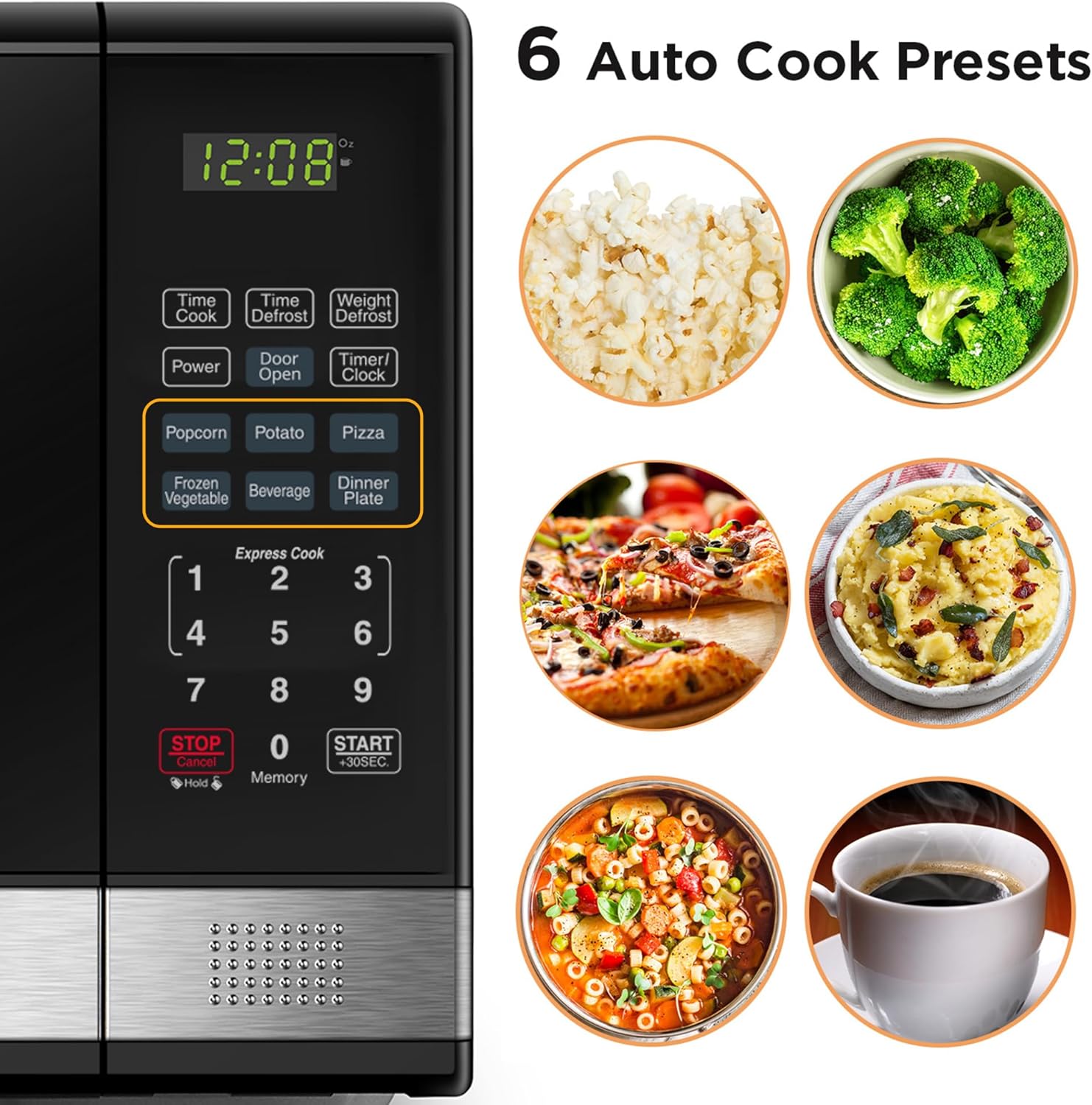 BLACK+DECKER EM720CB7 Digital Microwave Oven with Turntable Push-Button Door, Child Safety Lock, 700W, Stainless Steel, 0.7 Cu.ft