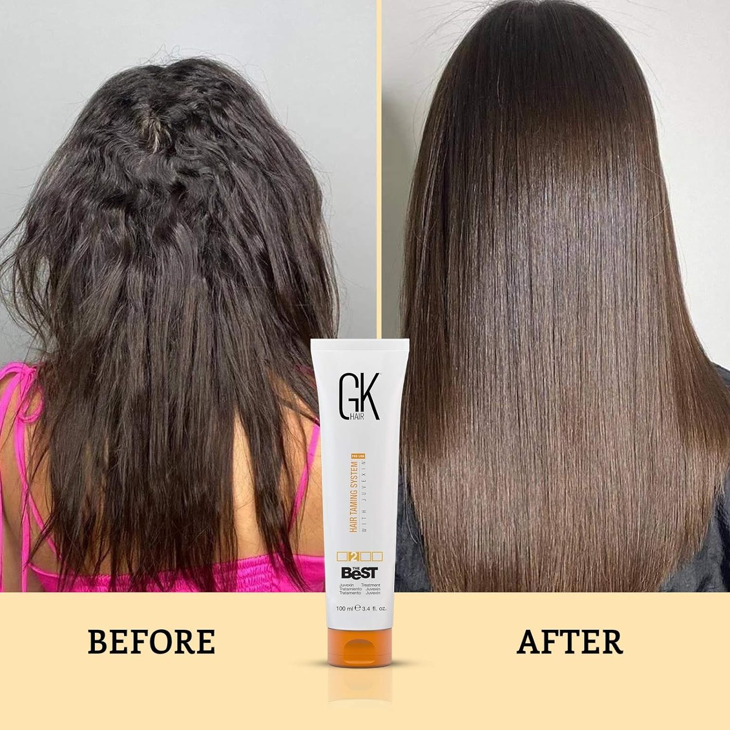 GK HAIR Global Keratin The Best (3.4 Fl Oz/100ml) Smoothing Keratin Hair Treatment - Professional Brazilian Complex Blowout Straightening For Silky Smooth & Frizz Free Hair