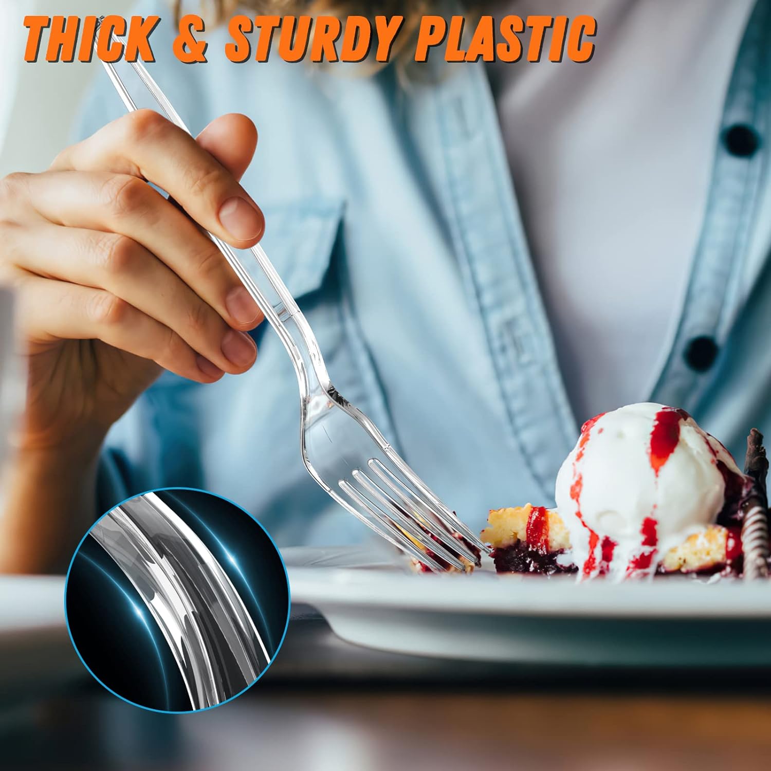 360 Count Plastic Silver Ware Heavy Duty, 120 Forks, 120 Spoons, 120 Knives, Heat Resistant & BPA Free Disposable SilverWare, Disposable Cutlery set, Premium Clear Utencils for Party Supply