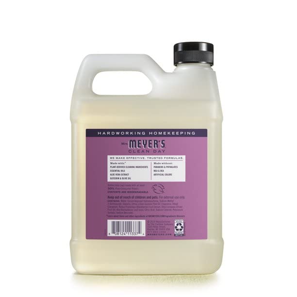 MRS. MEYER'S CLEAN DAY Liquid Hand Soap Refill, Cruelty Free and Biodegradable Formula, Lemon Verbena Scent, 33 oz
