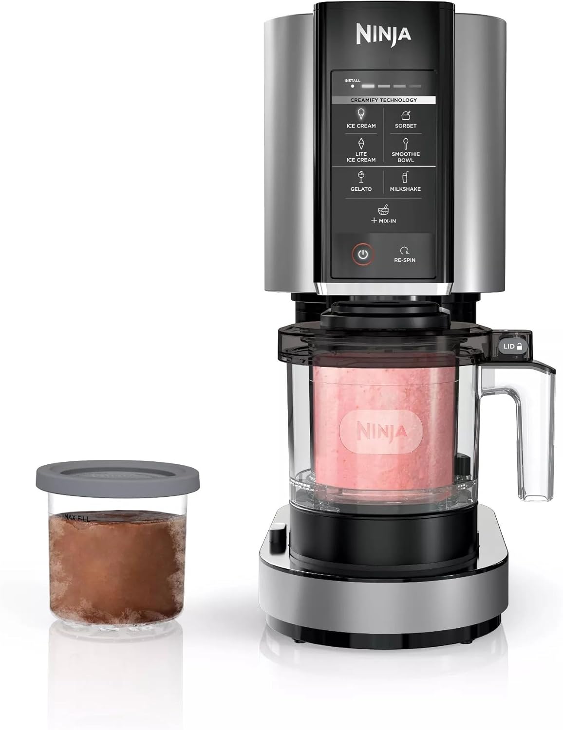 SharkNinja NC301 CREAMi 7-In-1 Ice Cream Maker with 7 Custom Frozen Treat Modes and Easy 3-Step Treat Preparation (Cloud Silver, Renewed)