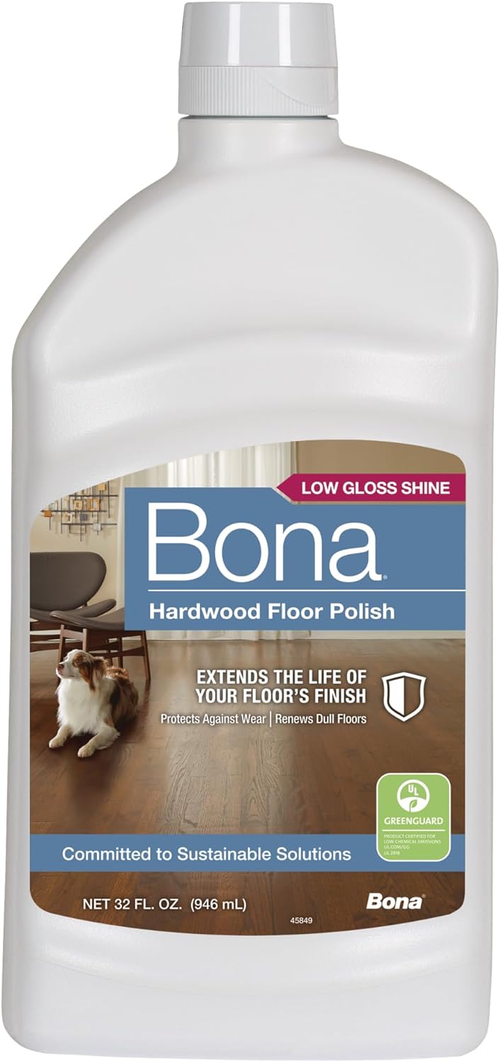Bona Hardwood Floor Polish - 32 fl oz - High Gloss Shine - 32 oz covers 500sq ft of flooring - for use on Wood Floors