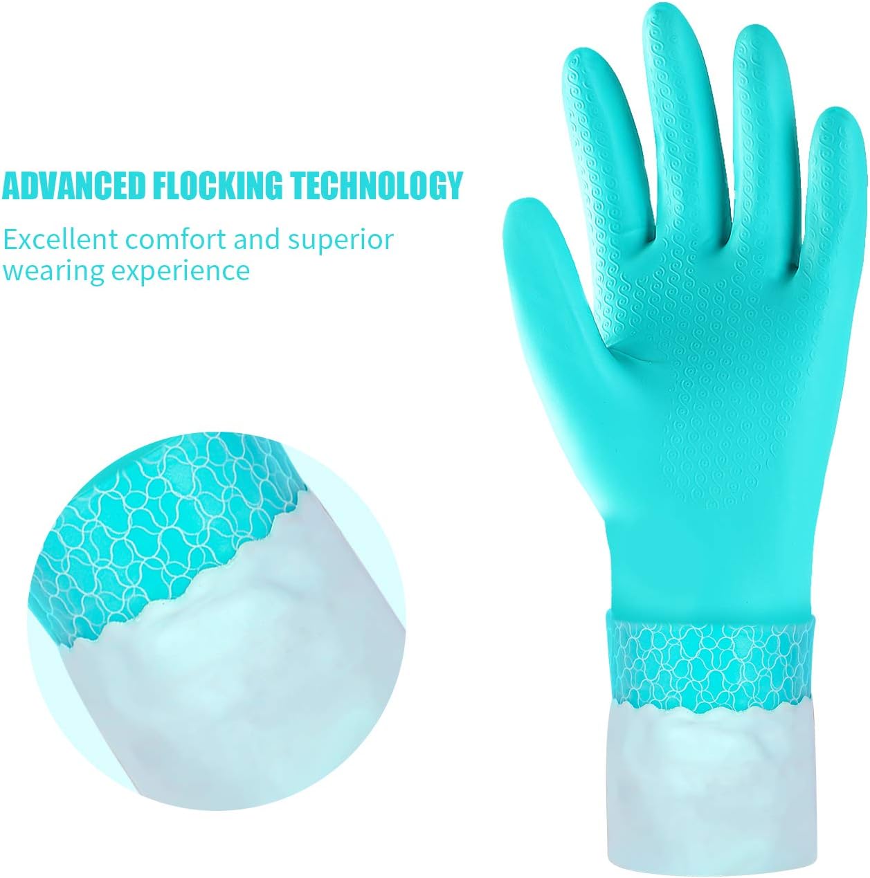 Elgood Reusable Dishwashing Cleaning Gloves with Latex free, Cotton lining,Kitchen Gloves 2 Pairs,Purple+blue Medium