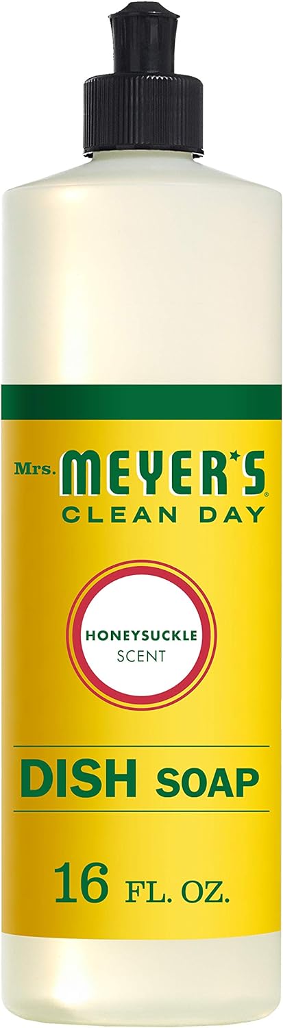 MRS. MEYER'S CLEAN DAY Liquid Dish Soap, Biodegradable Formula, Basil, 16 fl. oz - Pack of 3
